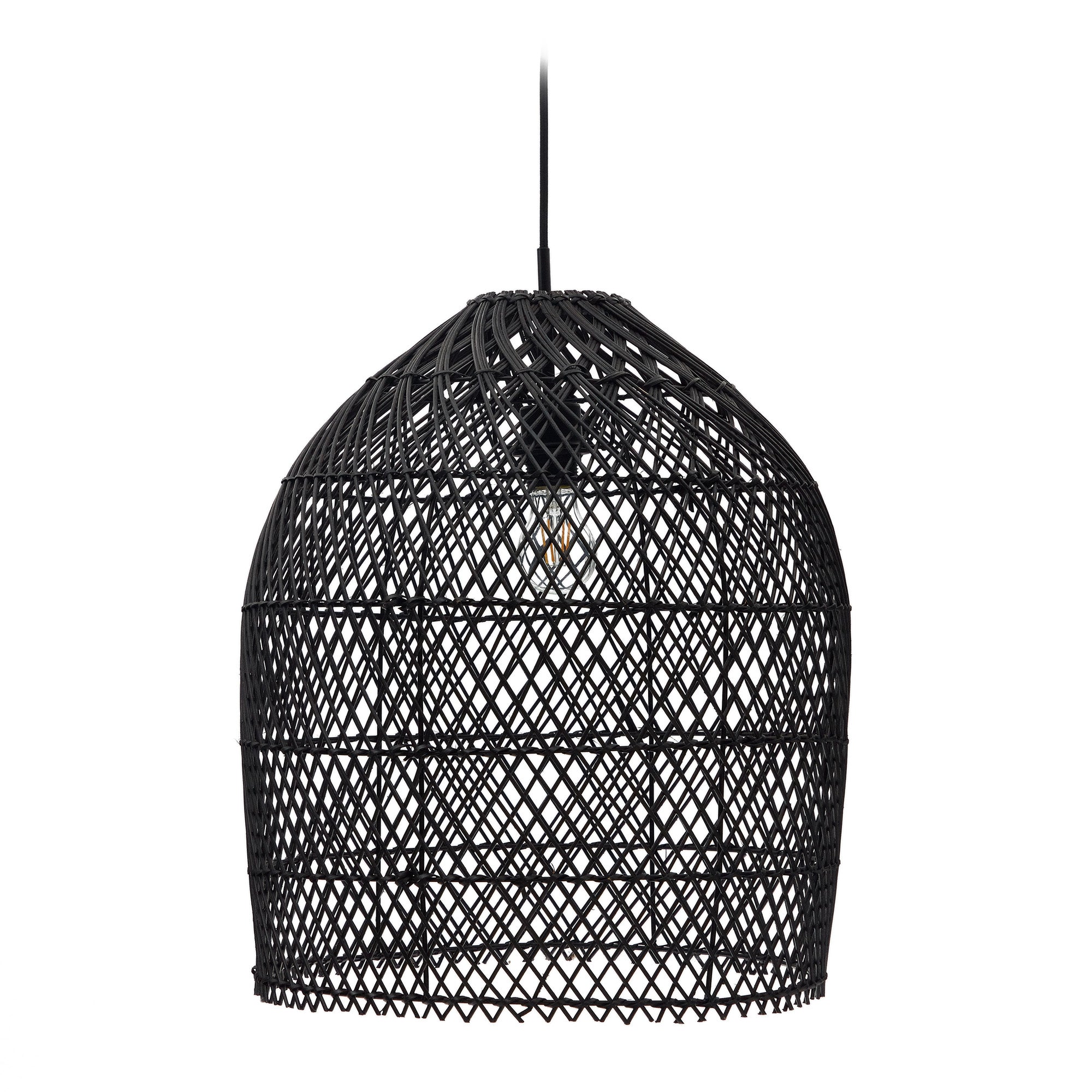 Domitila rattan ceiling lamp shade with black painted finish, Ø 44 cm