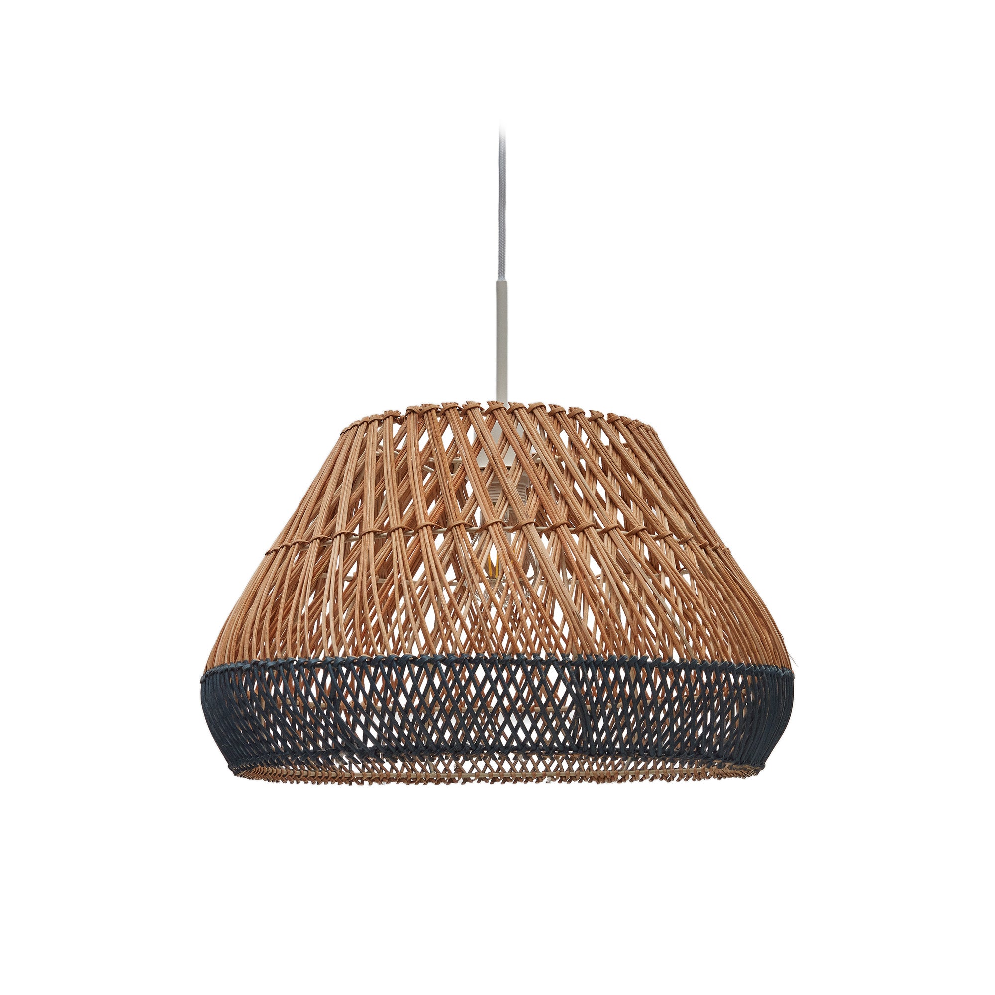 Daro rattan ceiling lamp shade with a natural and blue finish, Ø 45 cm