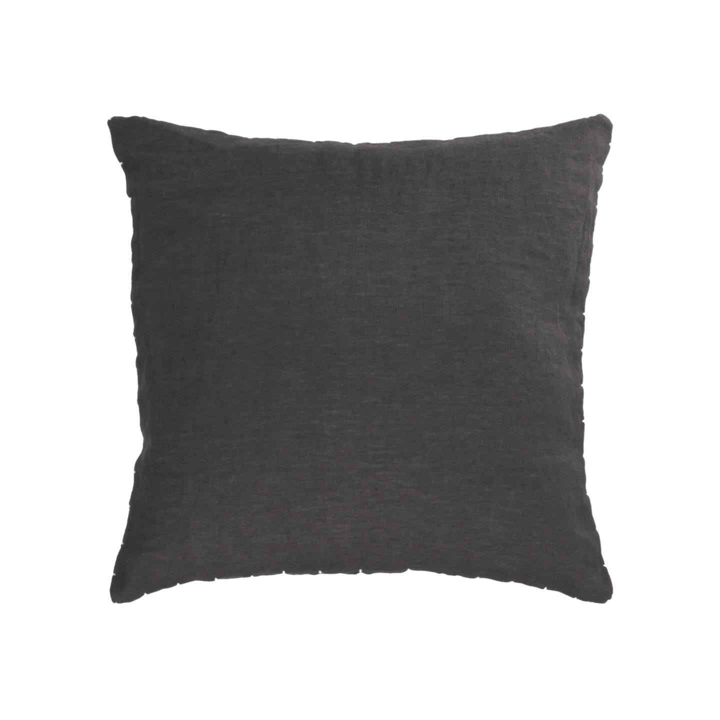 Elmina 100% linen cushion cover in black 45 x 45 cm