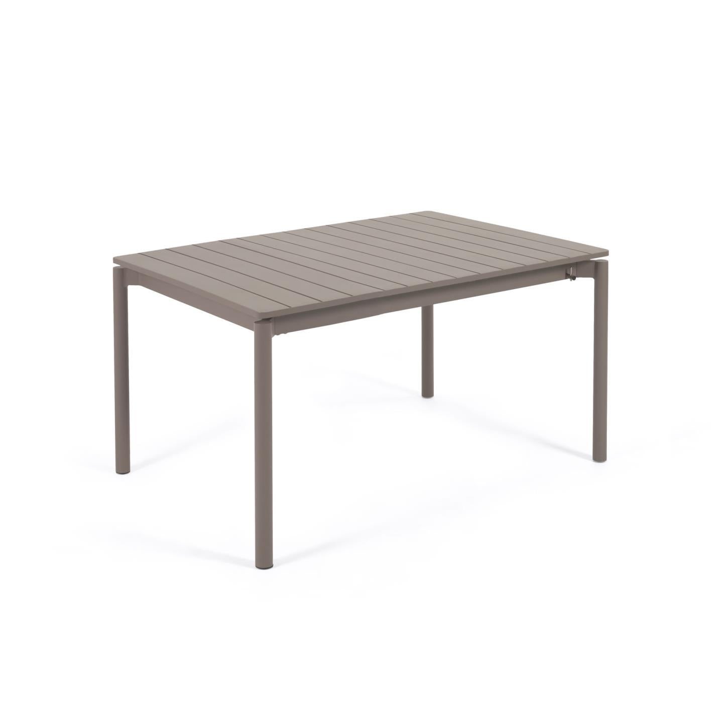 Zaltana kihúzható alumínium kültéri asztal, matt barna kivitelben 140 (200) x 90 cm