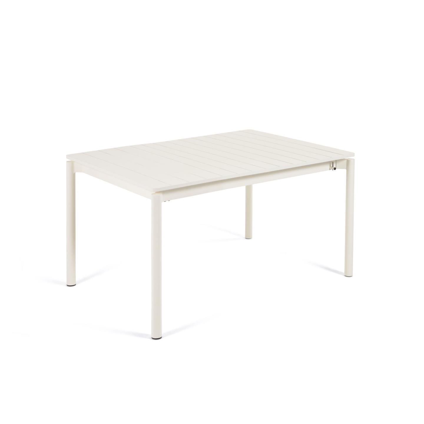 Zaltana extendable aluminium outdoor table with matt white finish 140 (200) x 90 cm
