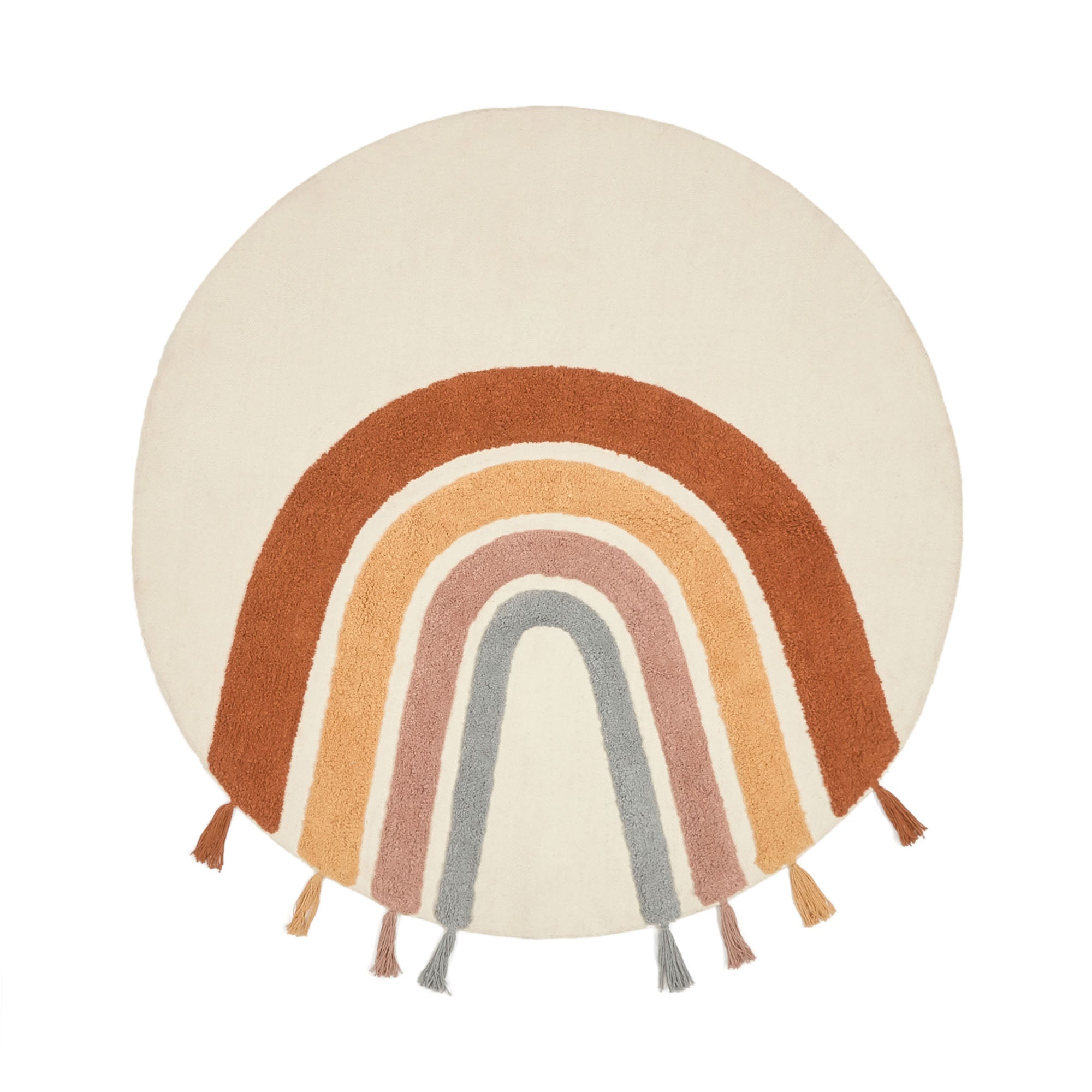 Tadea round rug, 100% cotton with a multicolour rainbow, 100 cm