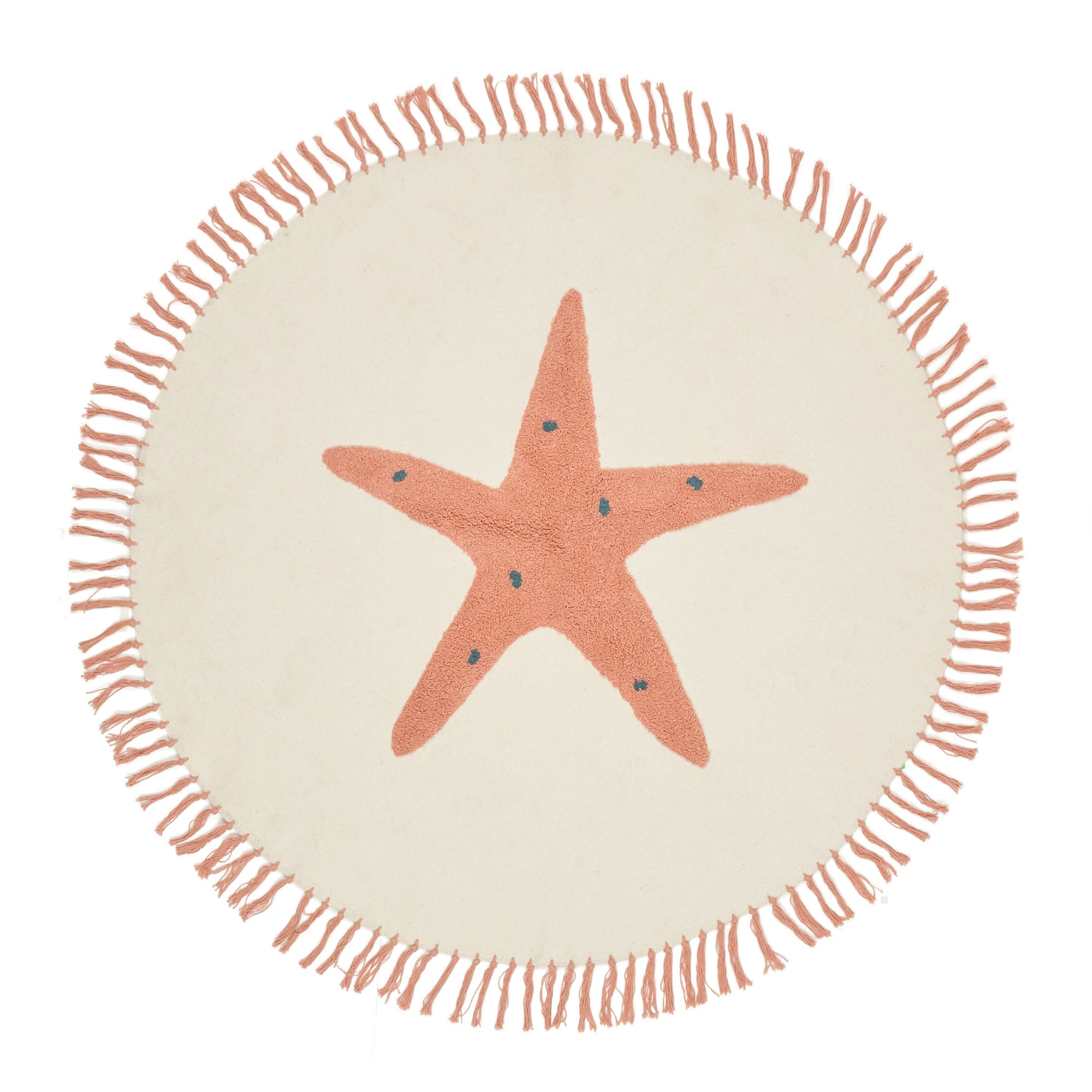 Talia kerek szőnyeg, 100% pamut, narancssárga tengeri csillaggal, Ø 120 cm