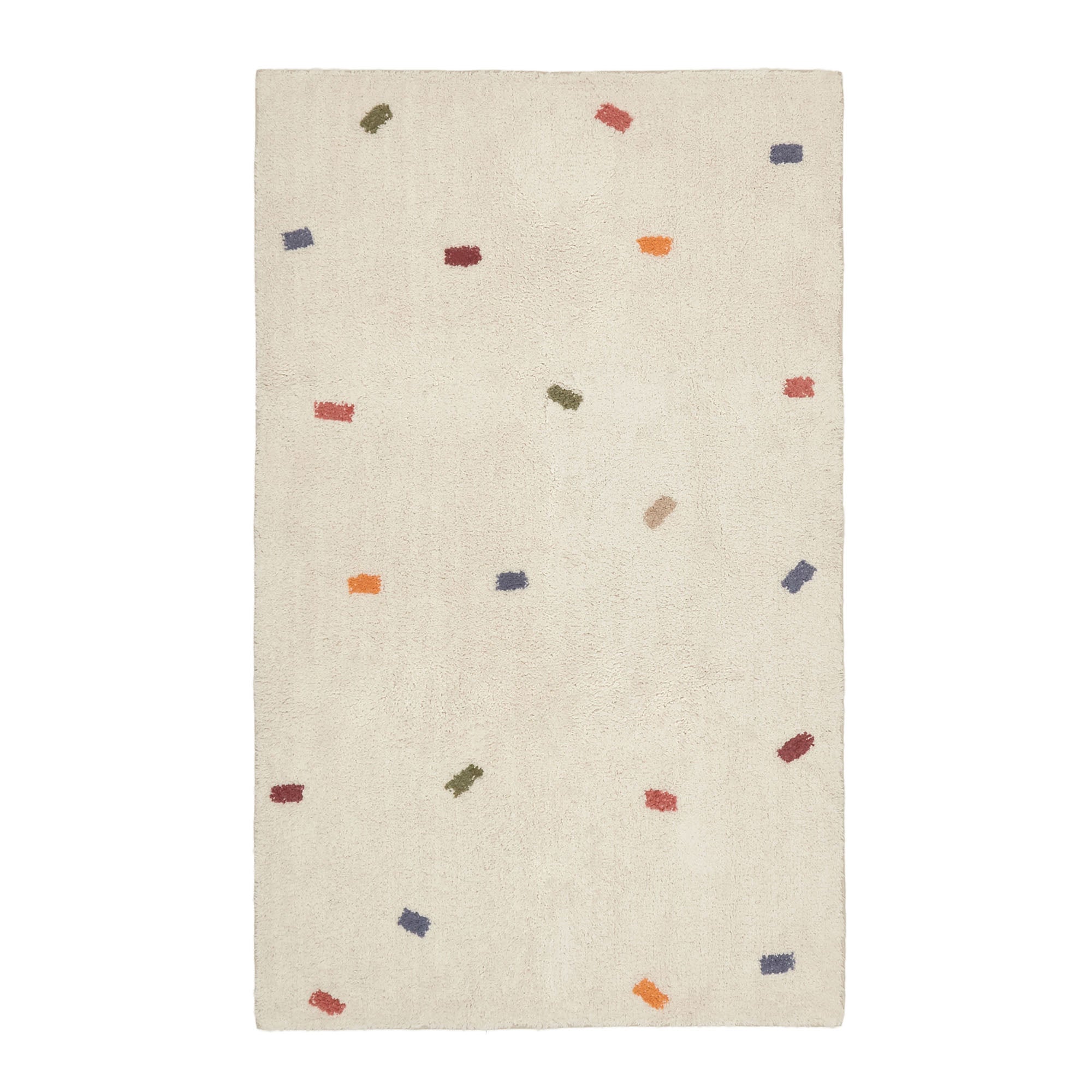 Epifania szőnyeg, 100% fehér pamut, többszínű pöttyökkel, 90 x 150 cm