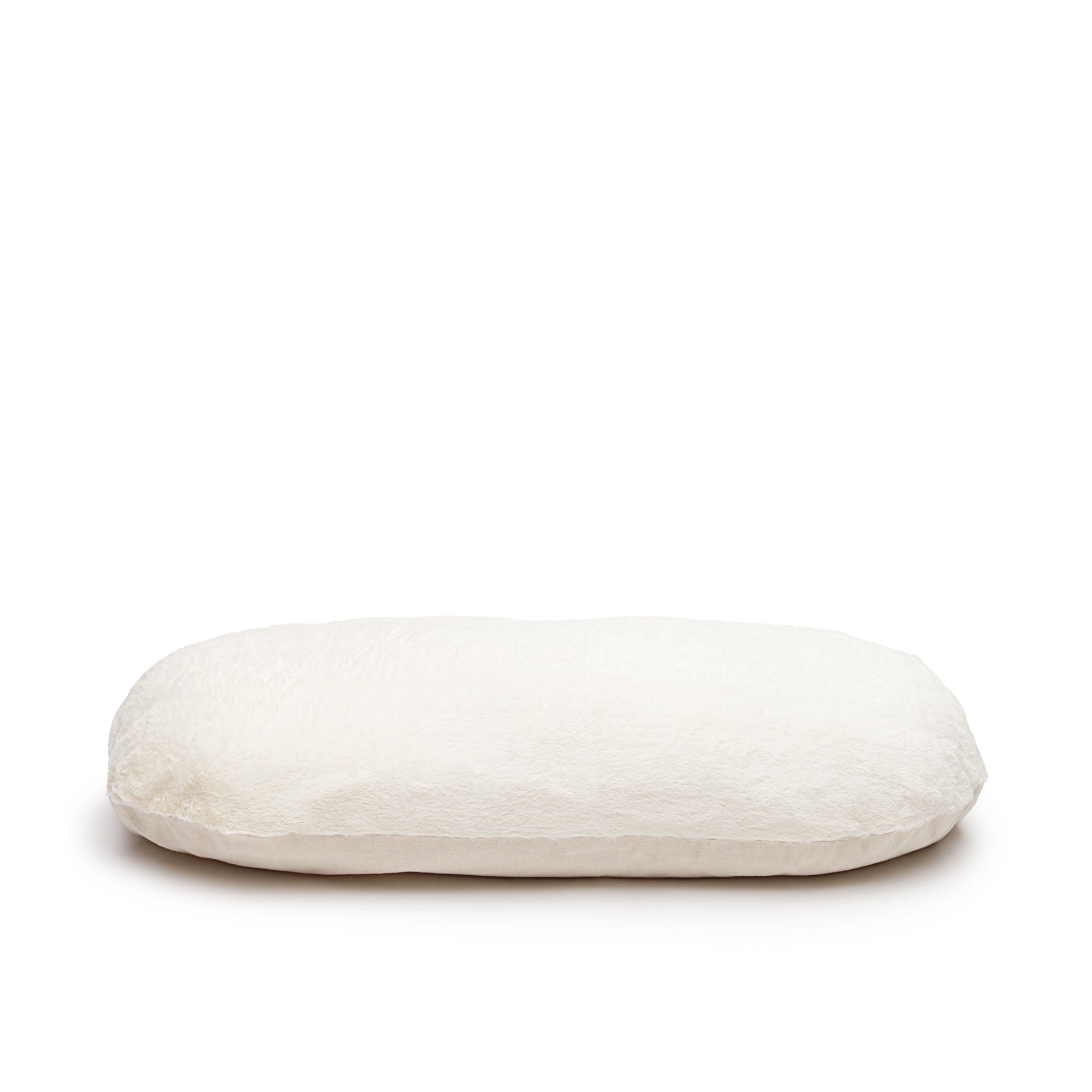 Codie portable pet cushion in white fur, Ø 80 x 10 cm