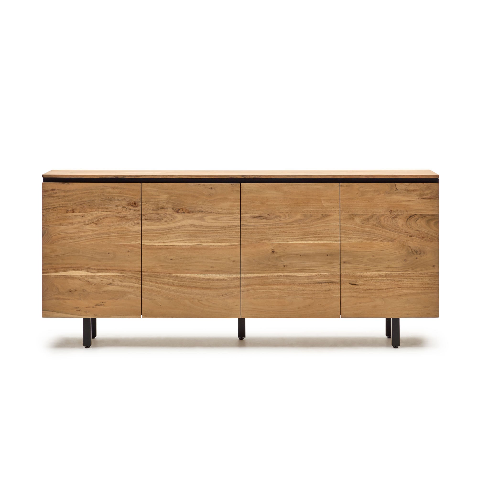 Uxue solid acacia wood 4 door sideboard in a natural finish, 200 x 88 cm