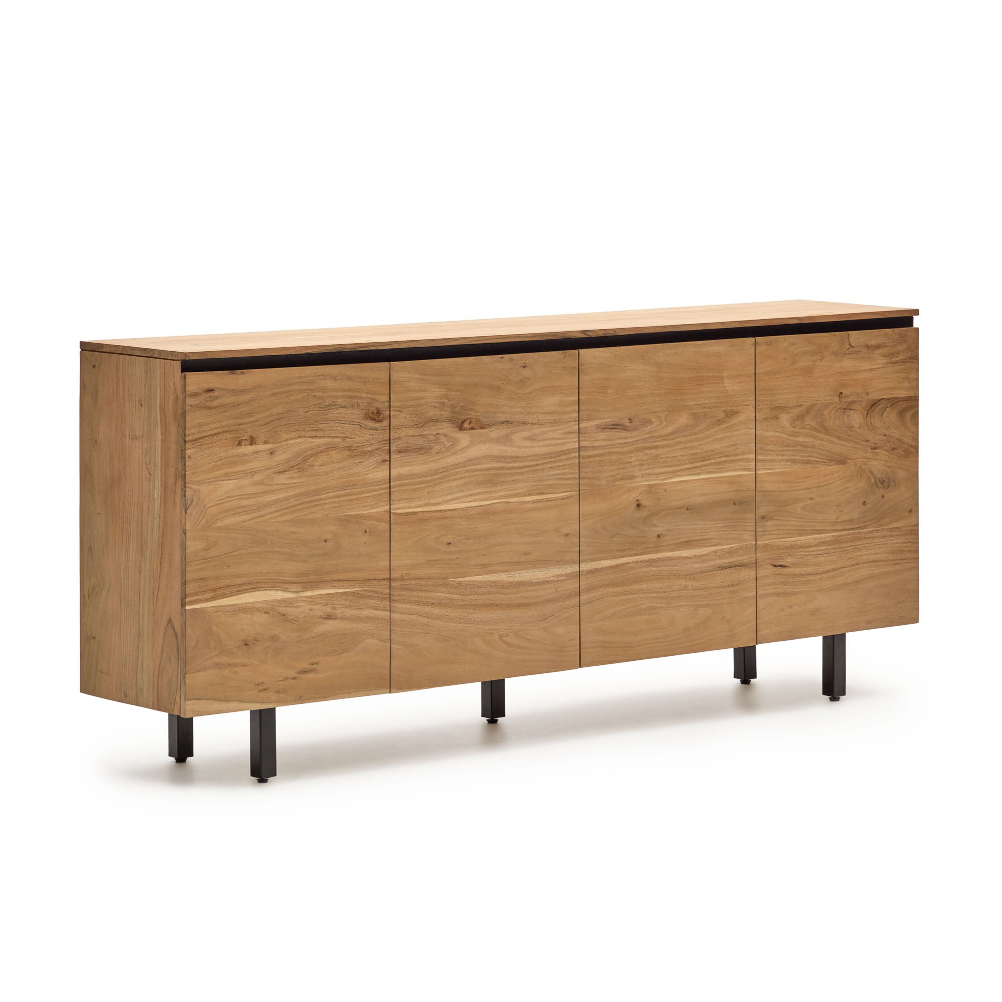Uxue solid acacia wood 4 door sideboard in a natural finish, 200 x 88 cm