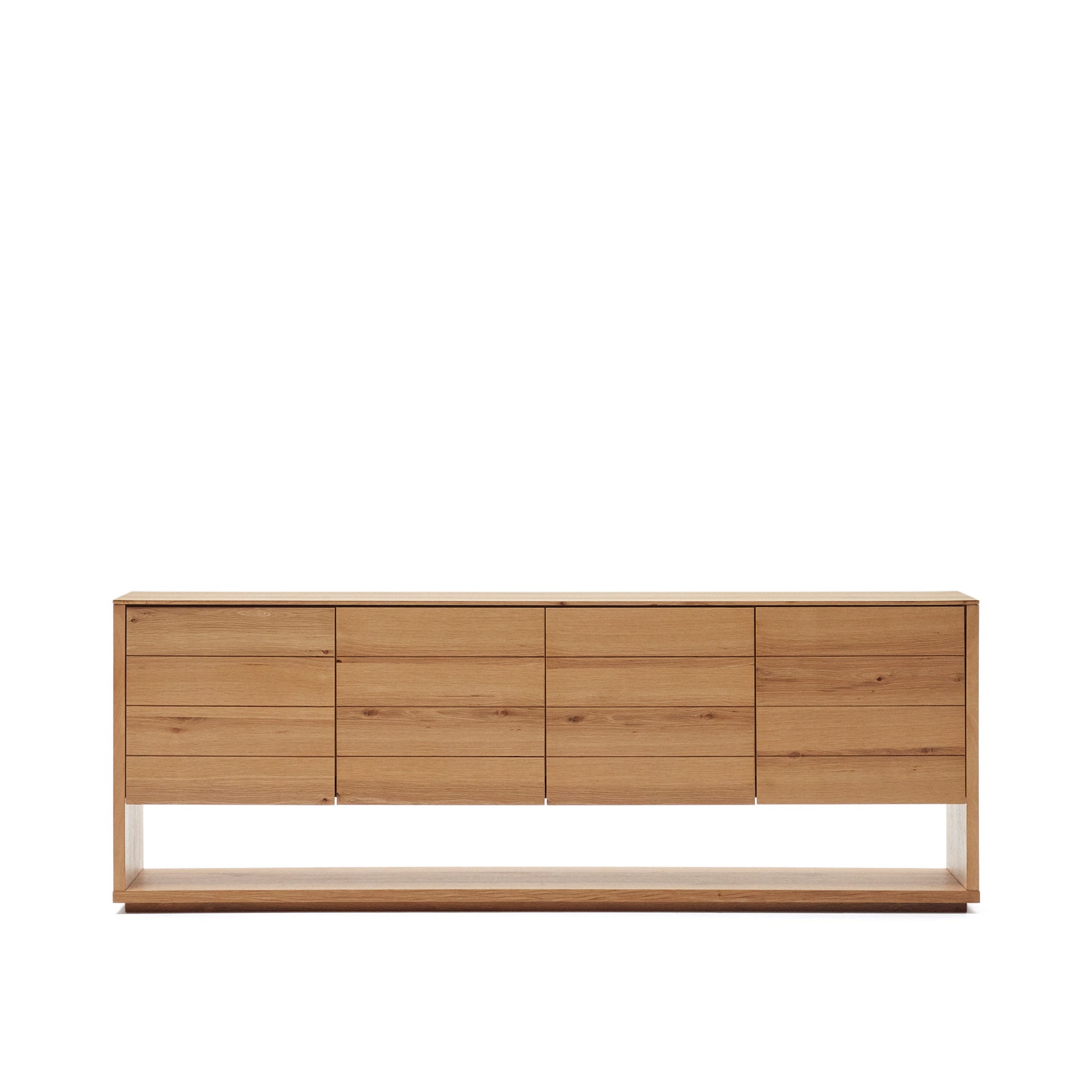 Alguema sideboard with 4 doors in oak veneer with natural finish, 200 x 74 cm