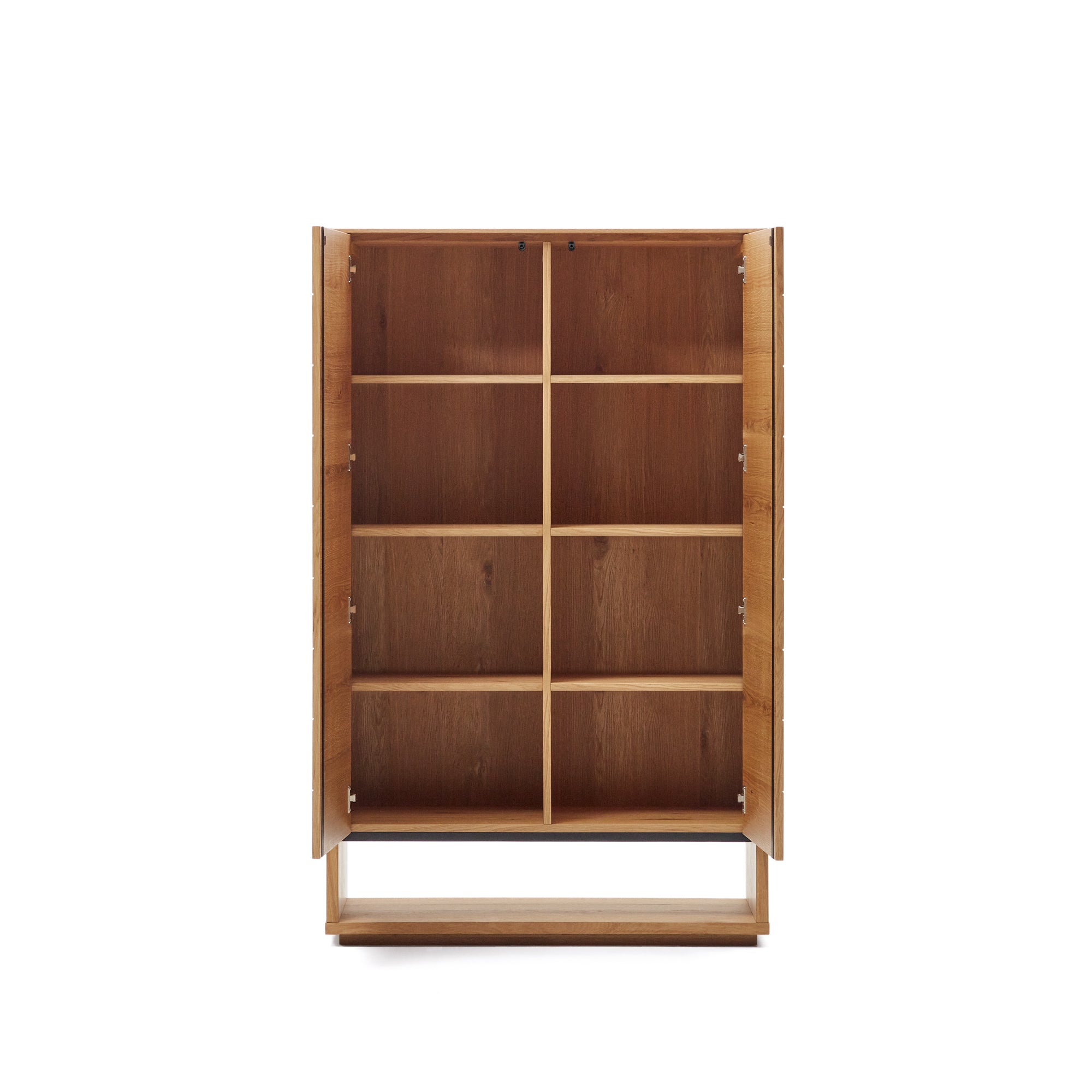 Alguema magas komód 2 ajtóval, tölgyfa furnérból, natúr kivitelben, 100 x 163,5 cm