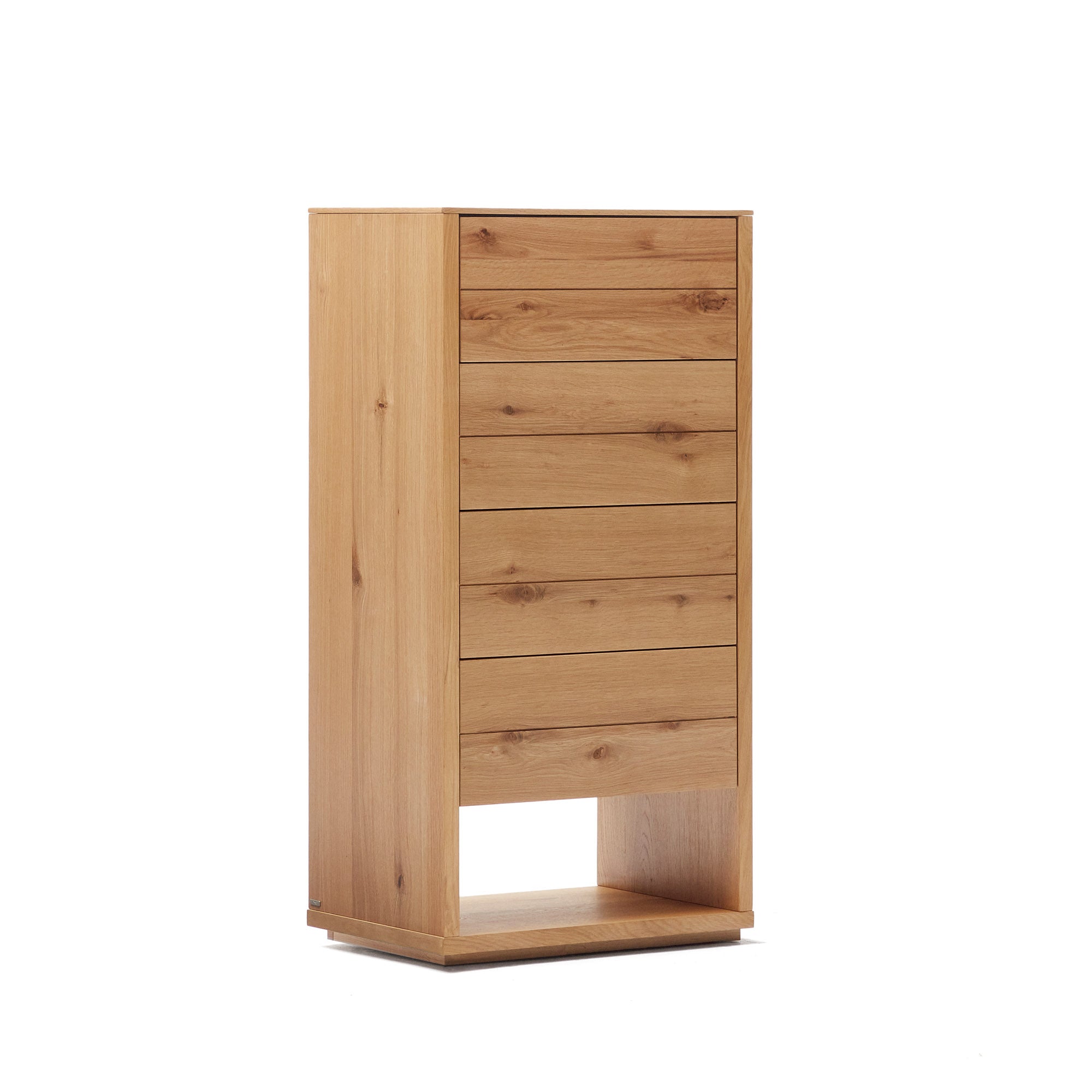 Alguema chest of drawers with 4 drawers in oak wood veneer with natural finish, 60 x 120 cm