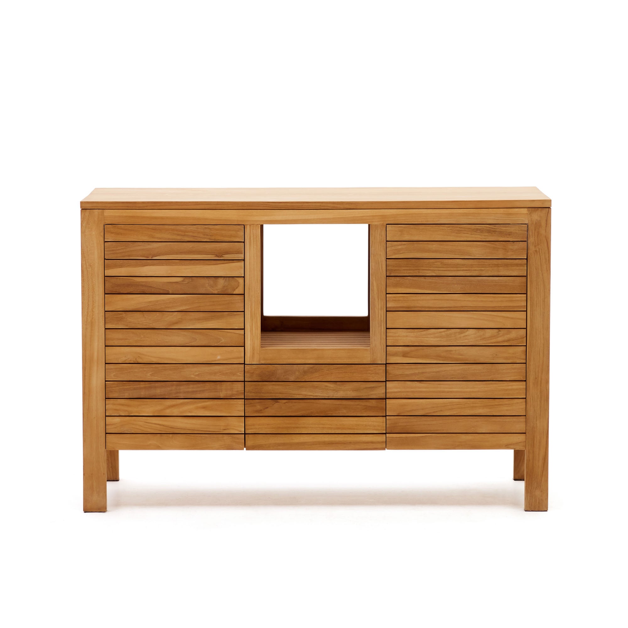 Neria bathroom furniture in solid teak wood with natural finish, 120 x 45 cm