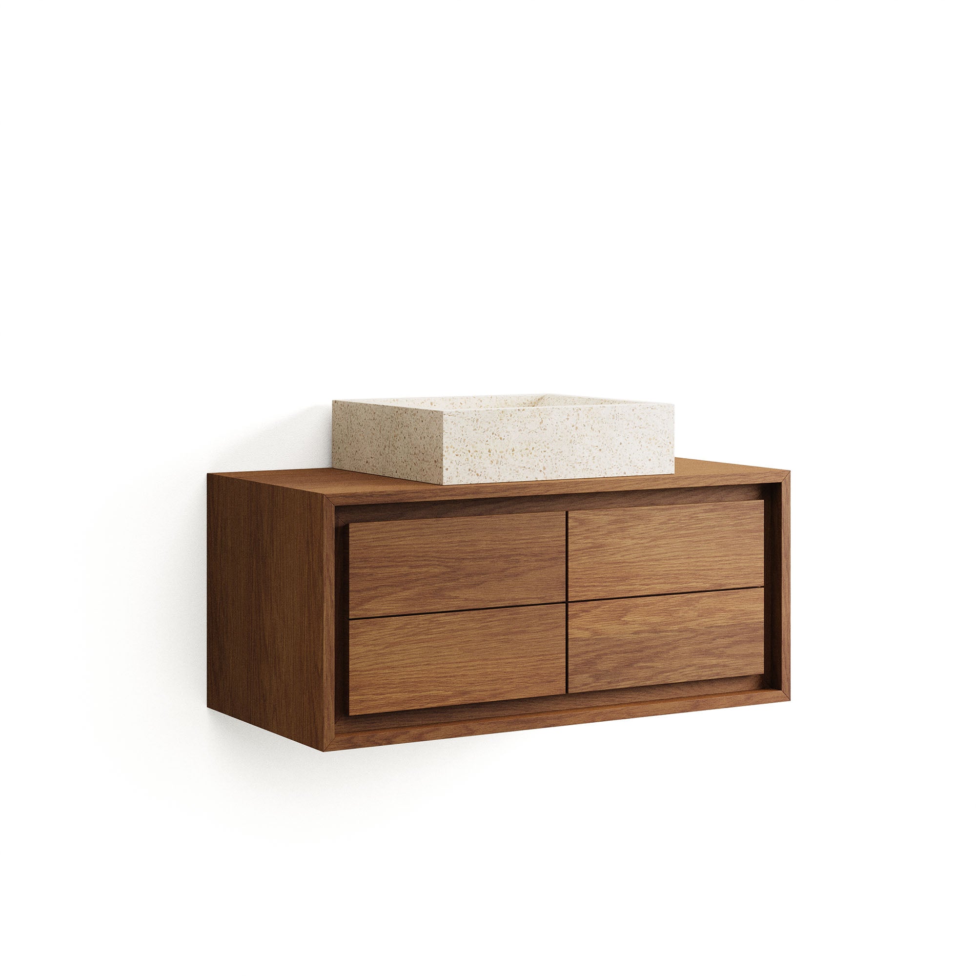 Kenta bathroom furniture in solid teak wood with a walnut finish, 90 x 45 cm
