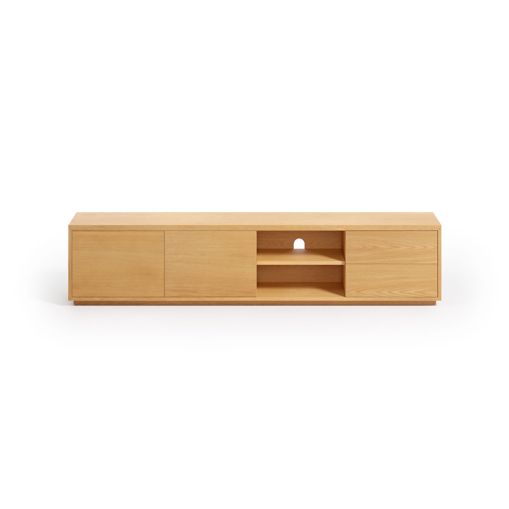Abilen oak wood veneer 2 door TV stand with 2 drawers, 200 x 44 cm FSC 100%