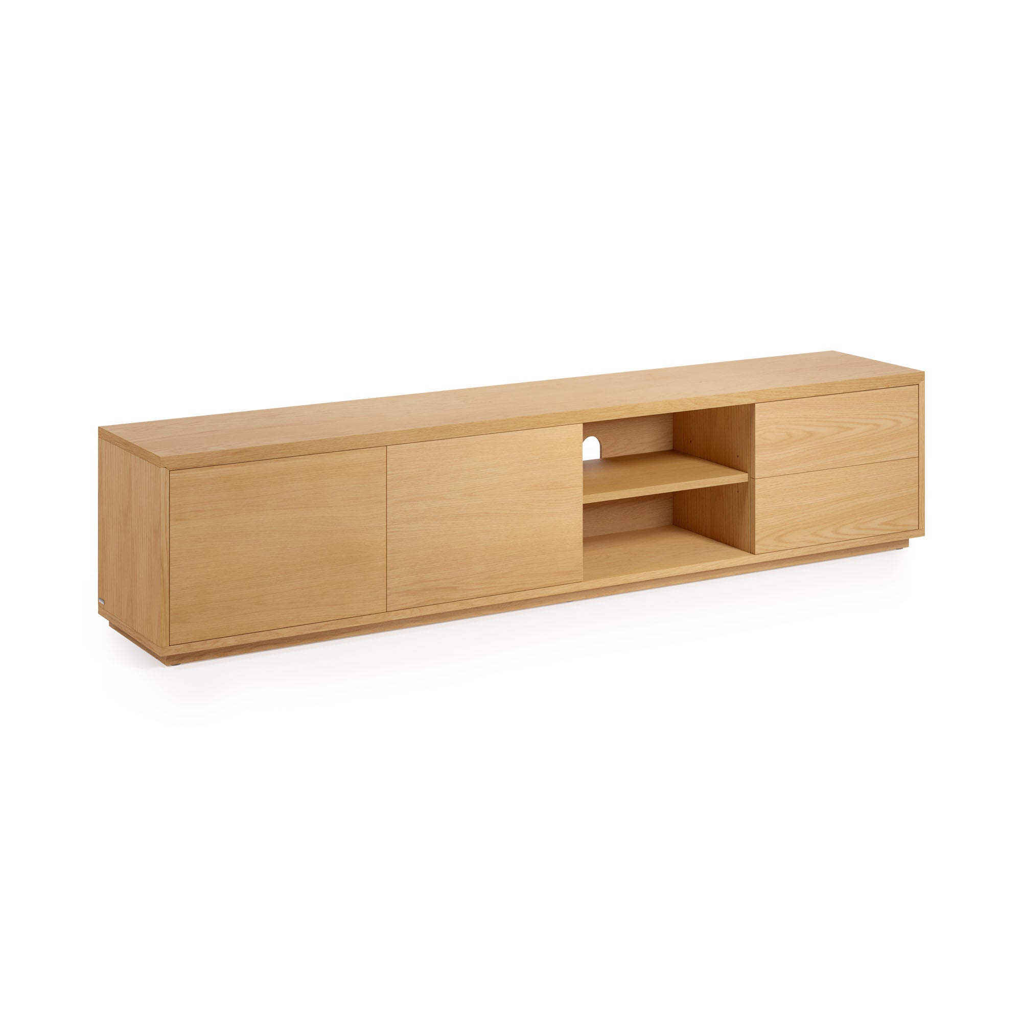 Abilen oak wood veneer 2 door TV stand with 2 drawers, 200 x 44 cm FSC 100%