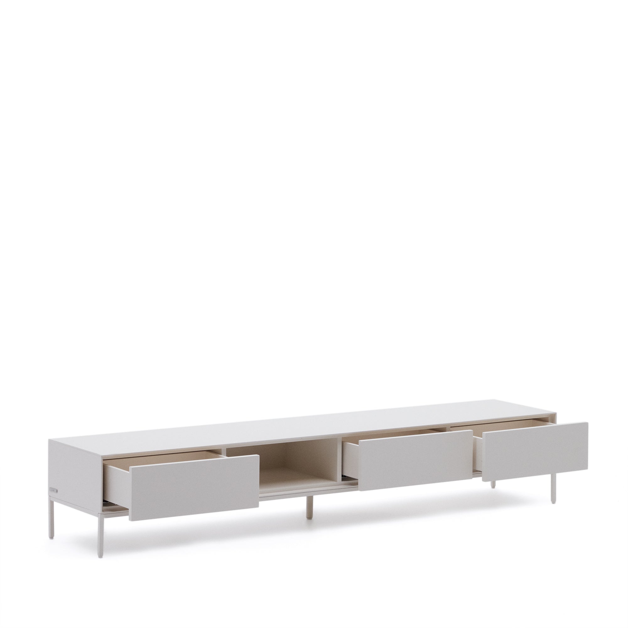 Vedrana TV 3-drawer cabinet white lacquered MDF 195 x 35 cm