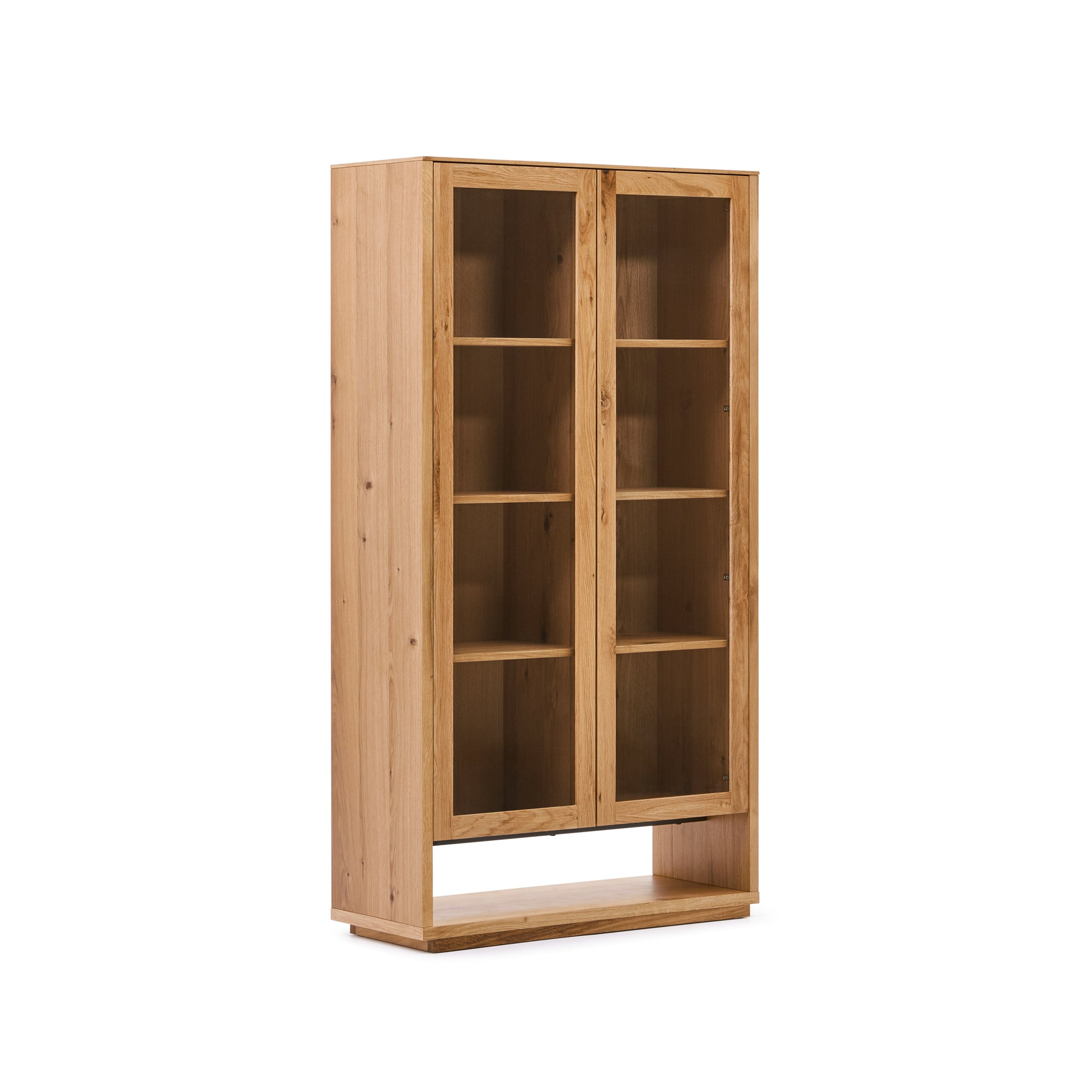 Alguema display cabinet in oak wood veneer with natural finish, 100 x 185 cm
