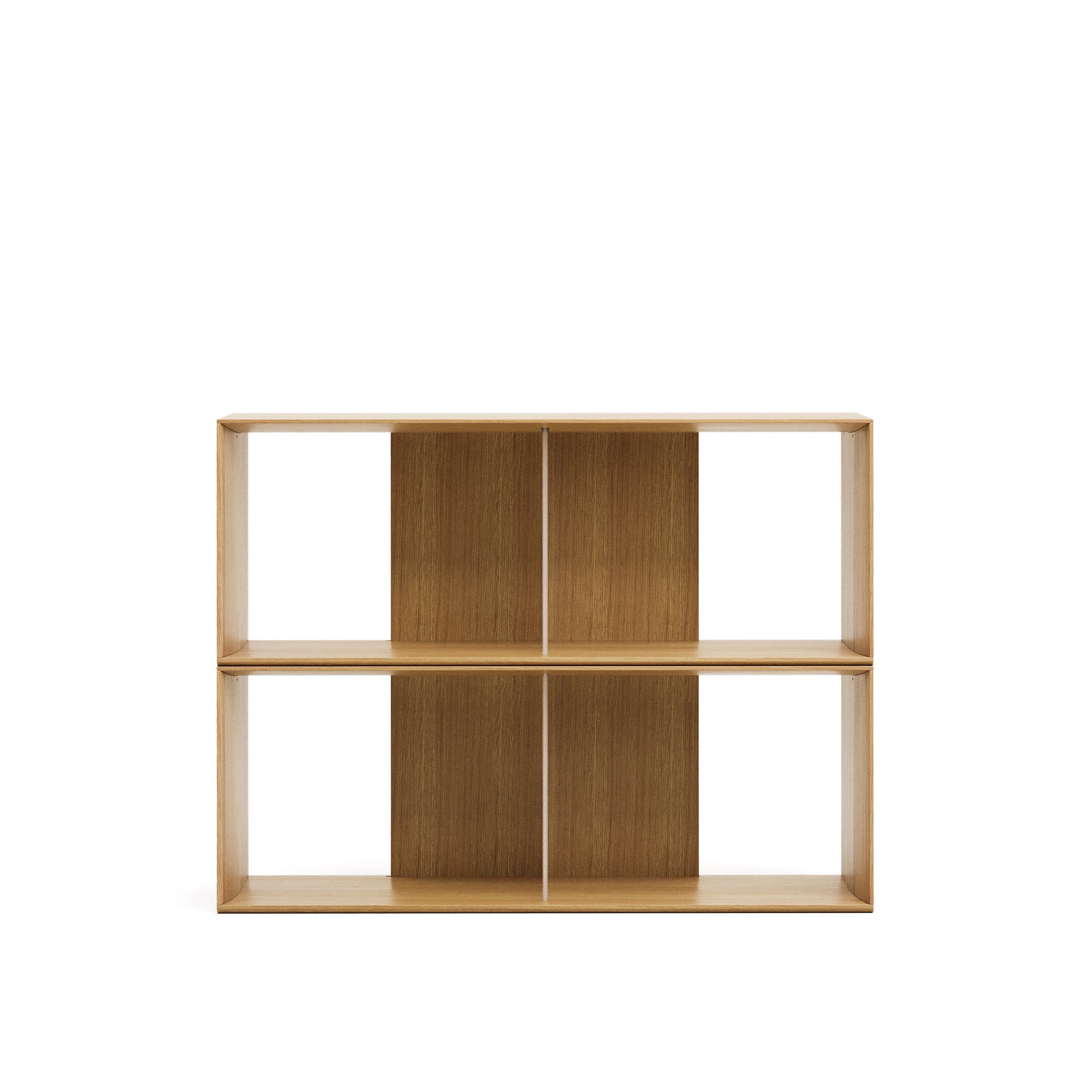 Litto set of 2 modular shelving units in oak wood veneer, 101 x 76 cm