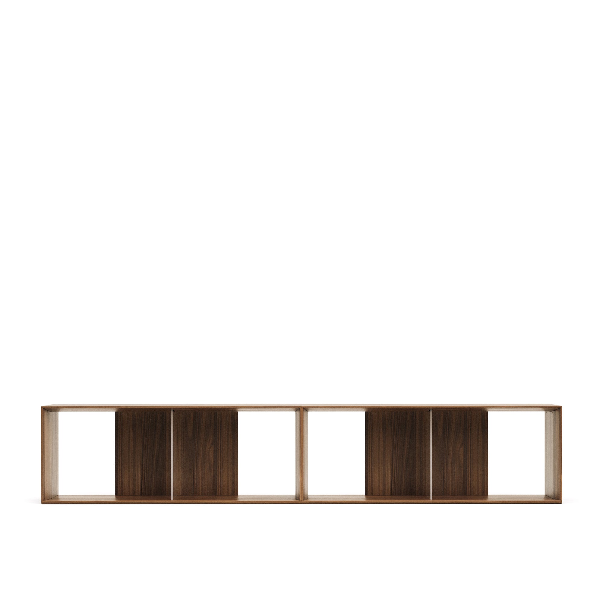 Litto set of 2 modular shelving units in walnut wood veneer, 101 x 76 cm