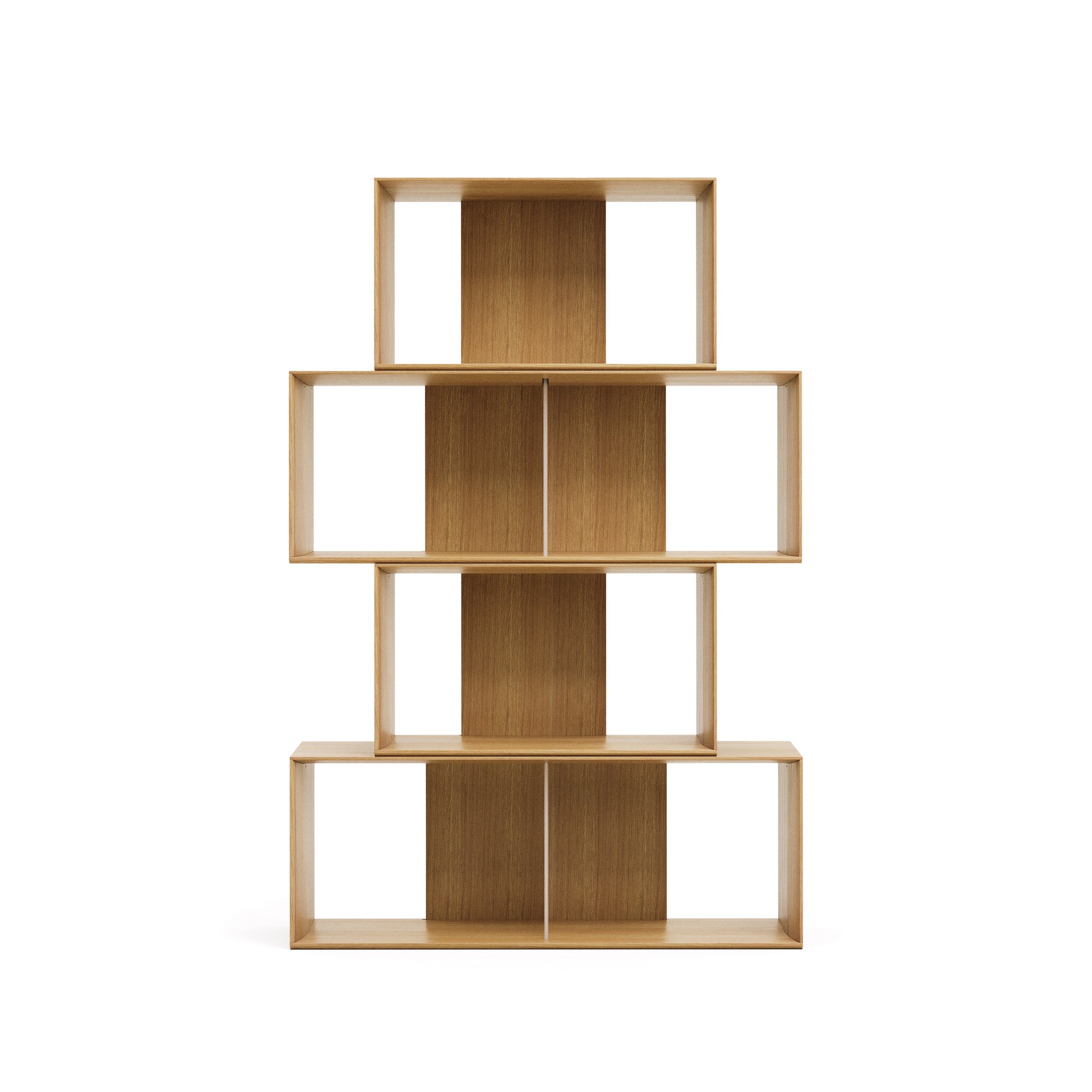 Litto set of 4 modular shelving units in oak wood veneer, 168 x 76 cm