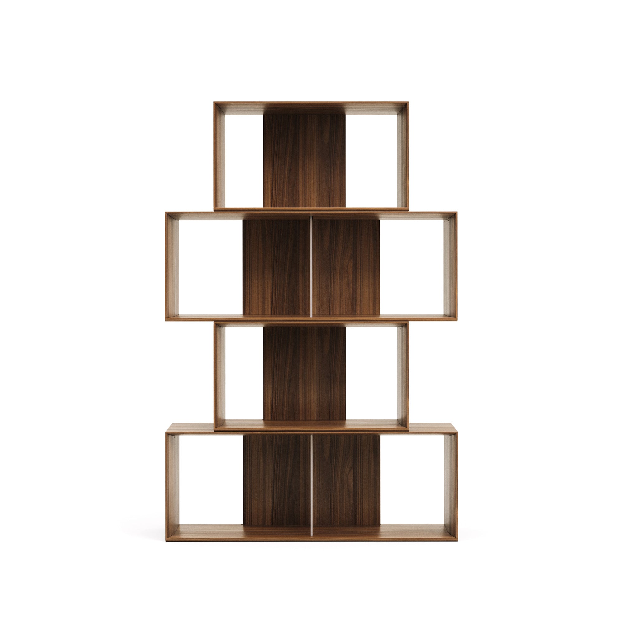 Litto set of 4 modular shelving units in walnut wood veneer, 168 x 76 cm