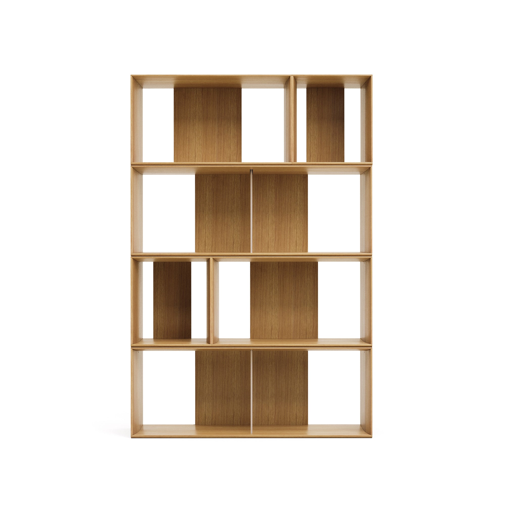 Litto set of 6 modular shelving units in oak wood veneer, 101 x 152 cm