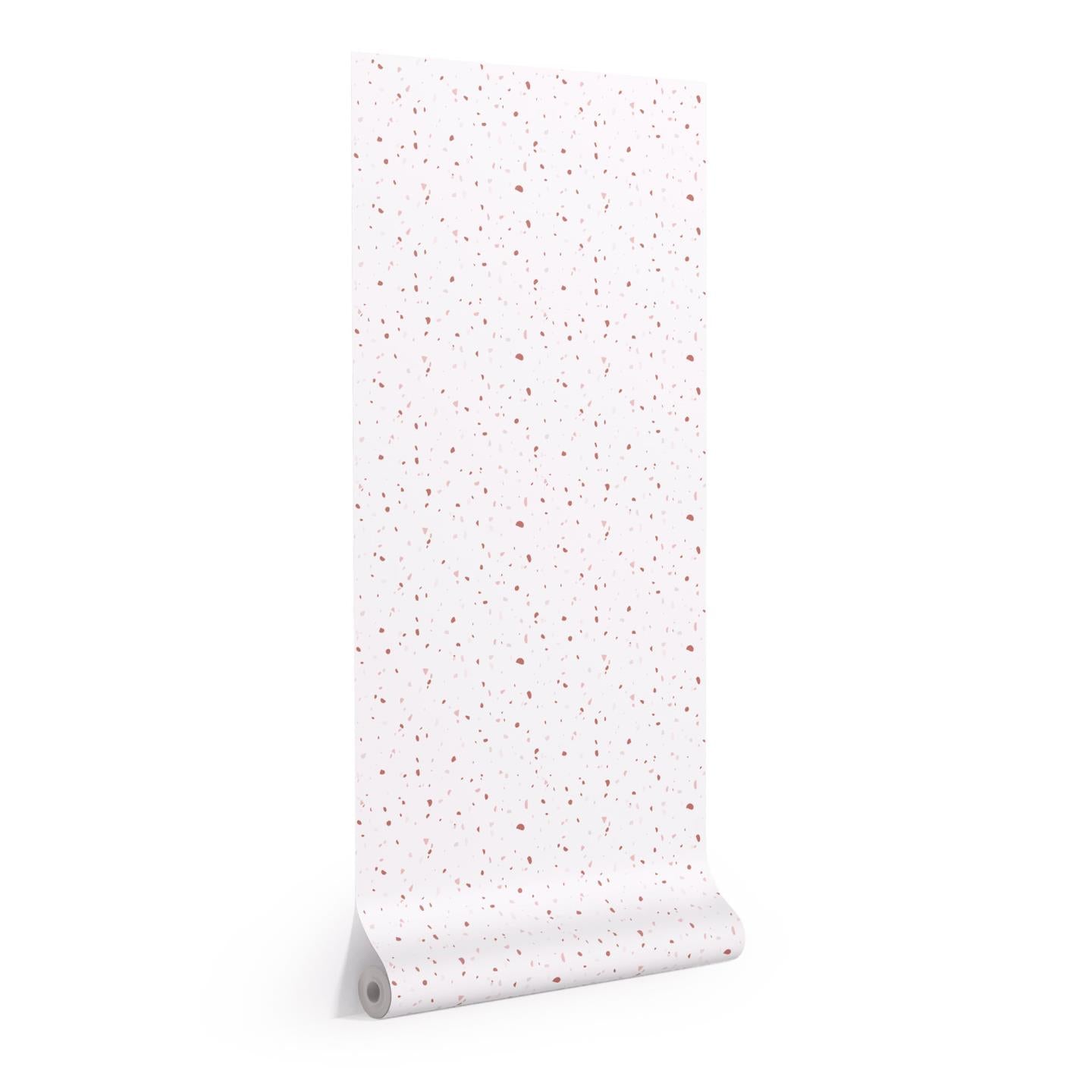 Nerta fehér tapéta terrakotta és rózsaszín terrazzo mintával 10 x 0,53 m FSC MIX Credit