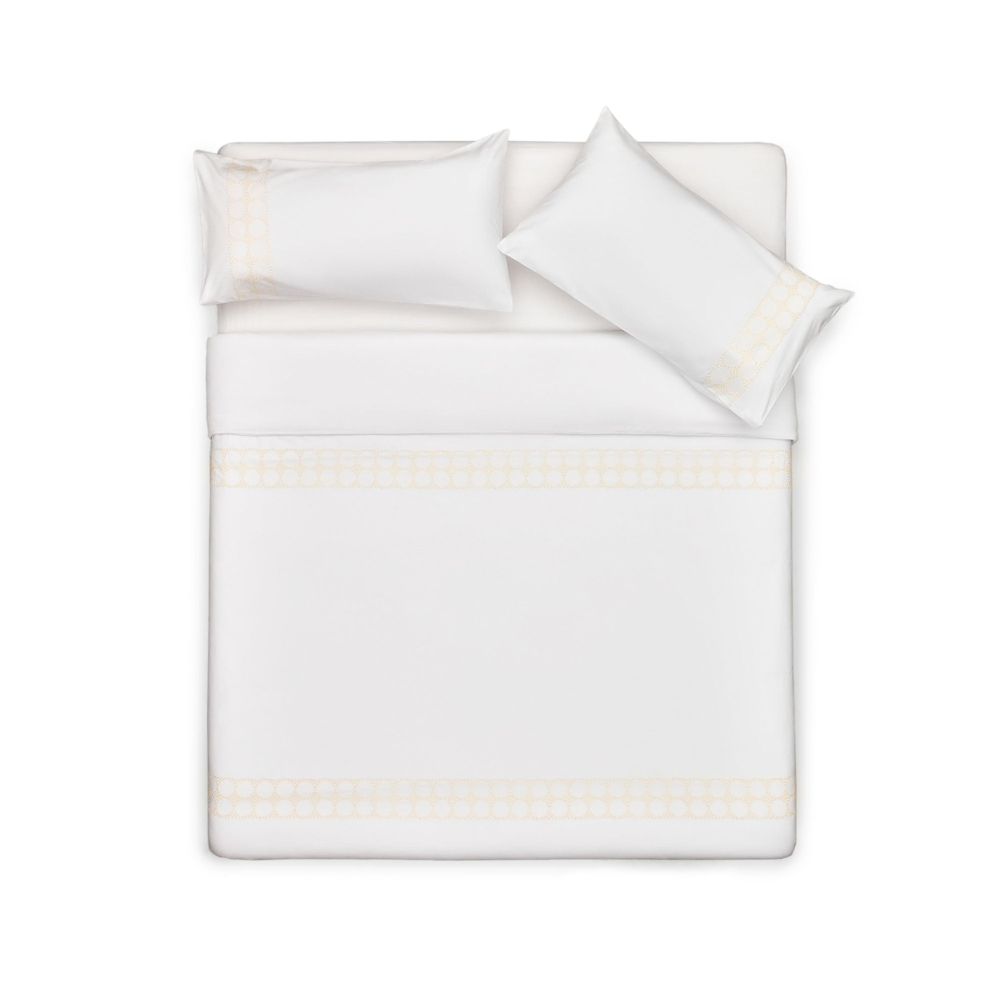 Teia cotton percale duvet cover and pillowcase set in white with floral embroidery, 135x200cm