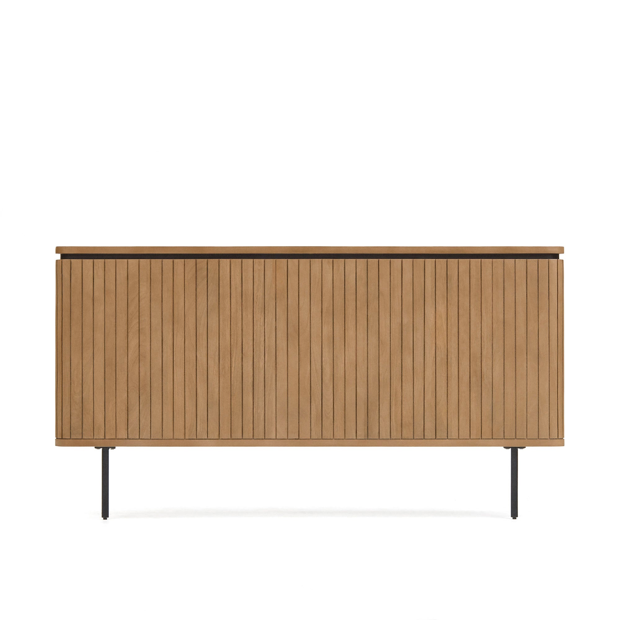 Licia solid mango wood and metal headboard with a black finish, for 180 cm beds