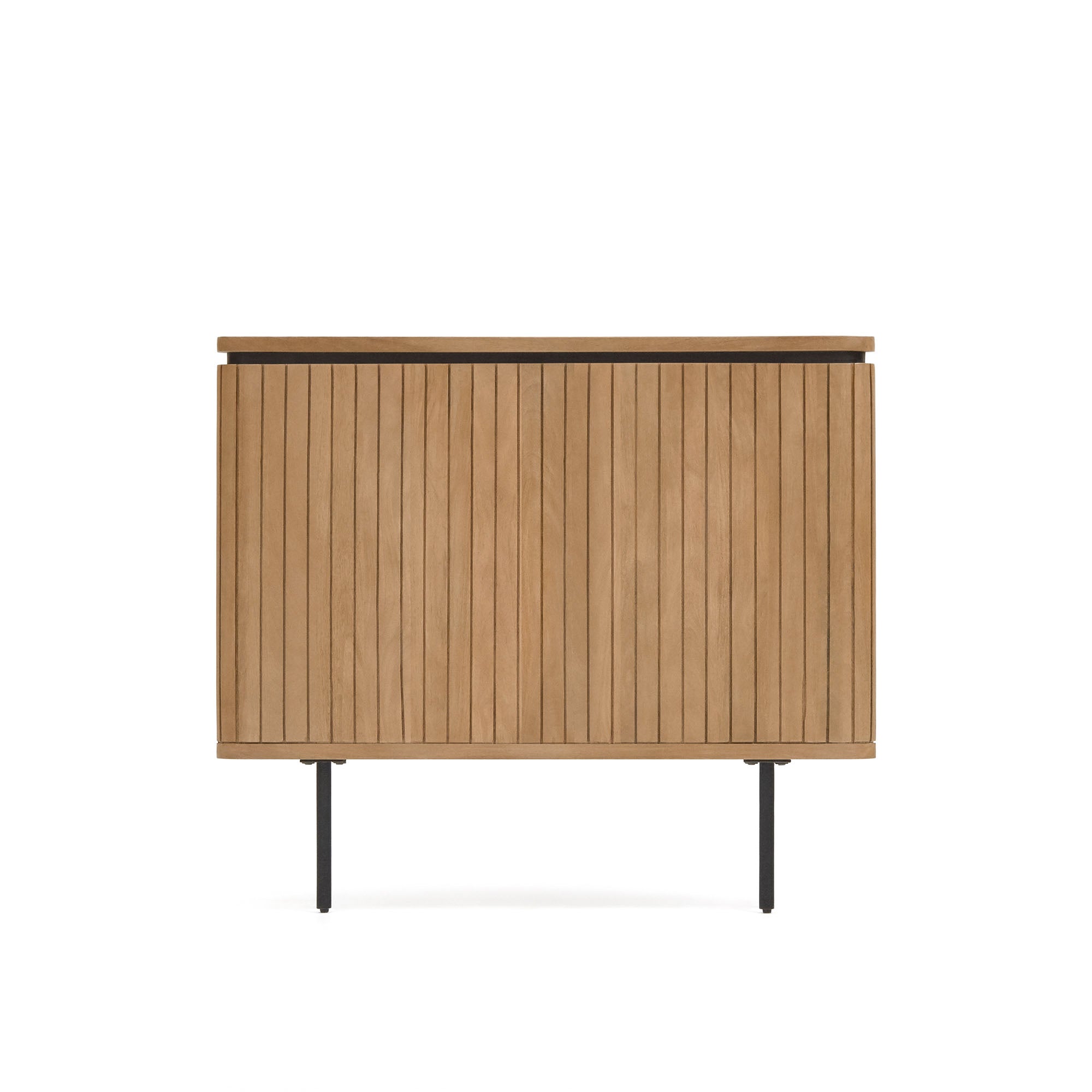 Licia solid mango wood and metal headboard with a black finish, for 90 cm beds