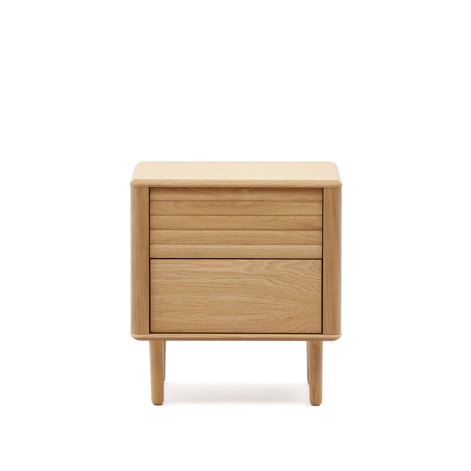 Lenon oak wood and veneer bedside table with 2 drawers, 50 x 55 cm FSC MIX Credit