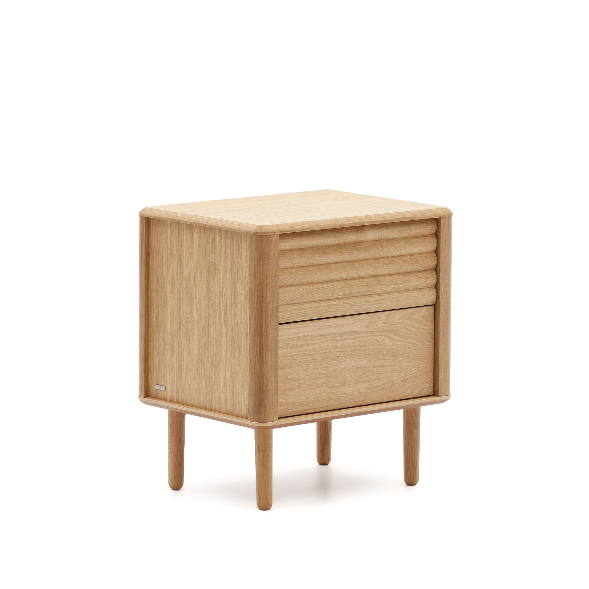 Lenon oak wood and veneer bedside table with 2 drawers, 50 x 55 cm FSC MIX Credit