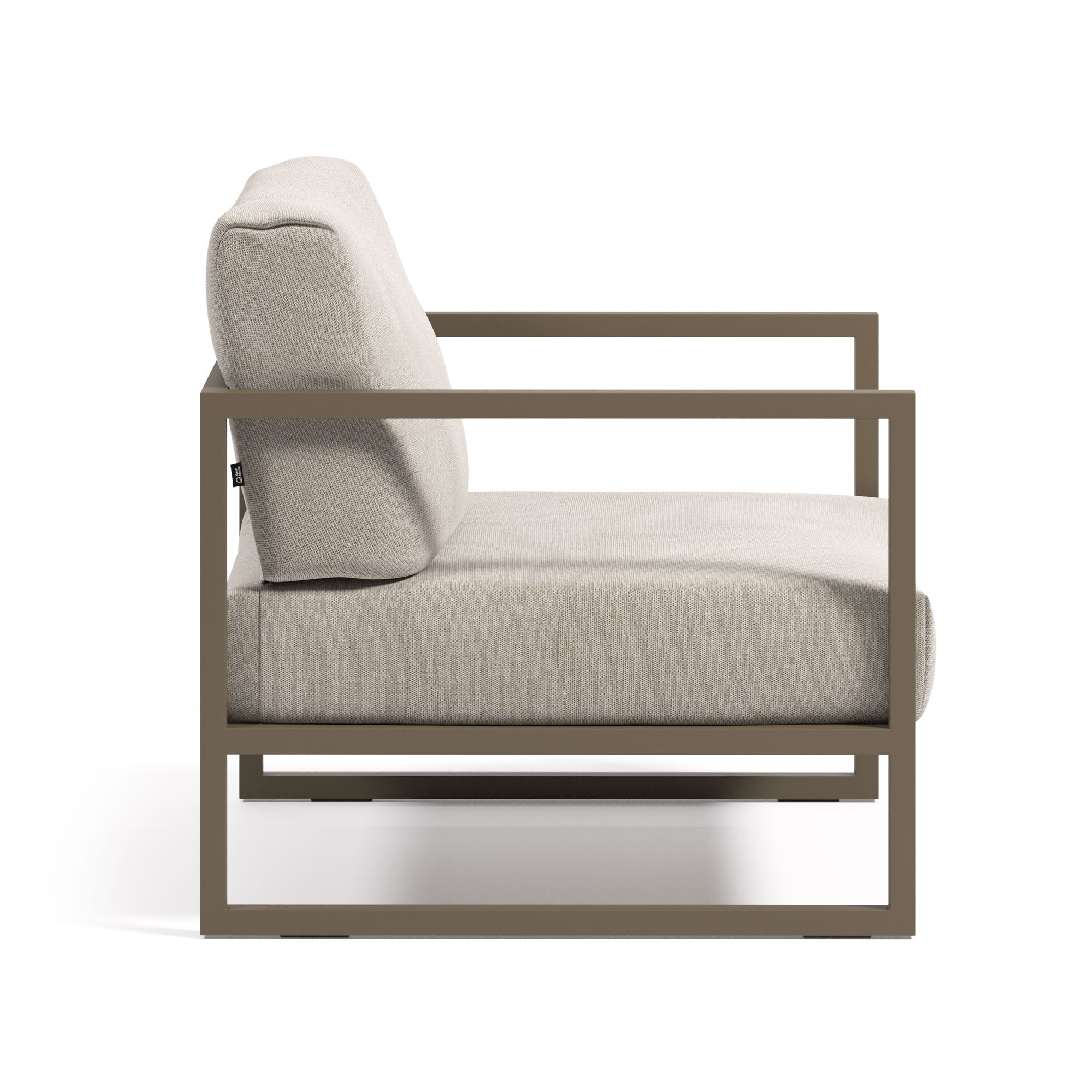 Comova 100% outdoor armchair in light grey and green aluminium