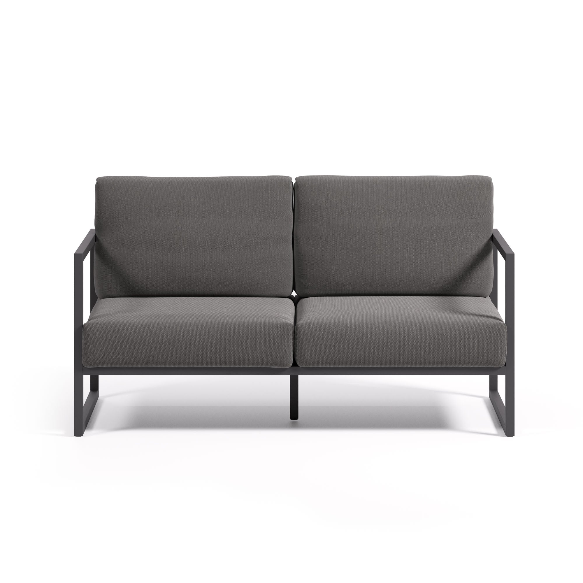 Comova 100% kültéri 2 személyes kanapé sötétszürke és fekete alumíniumból, 150 cm
