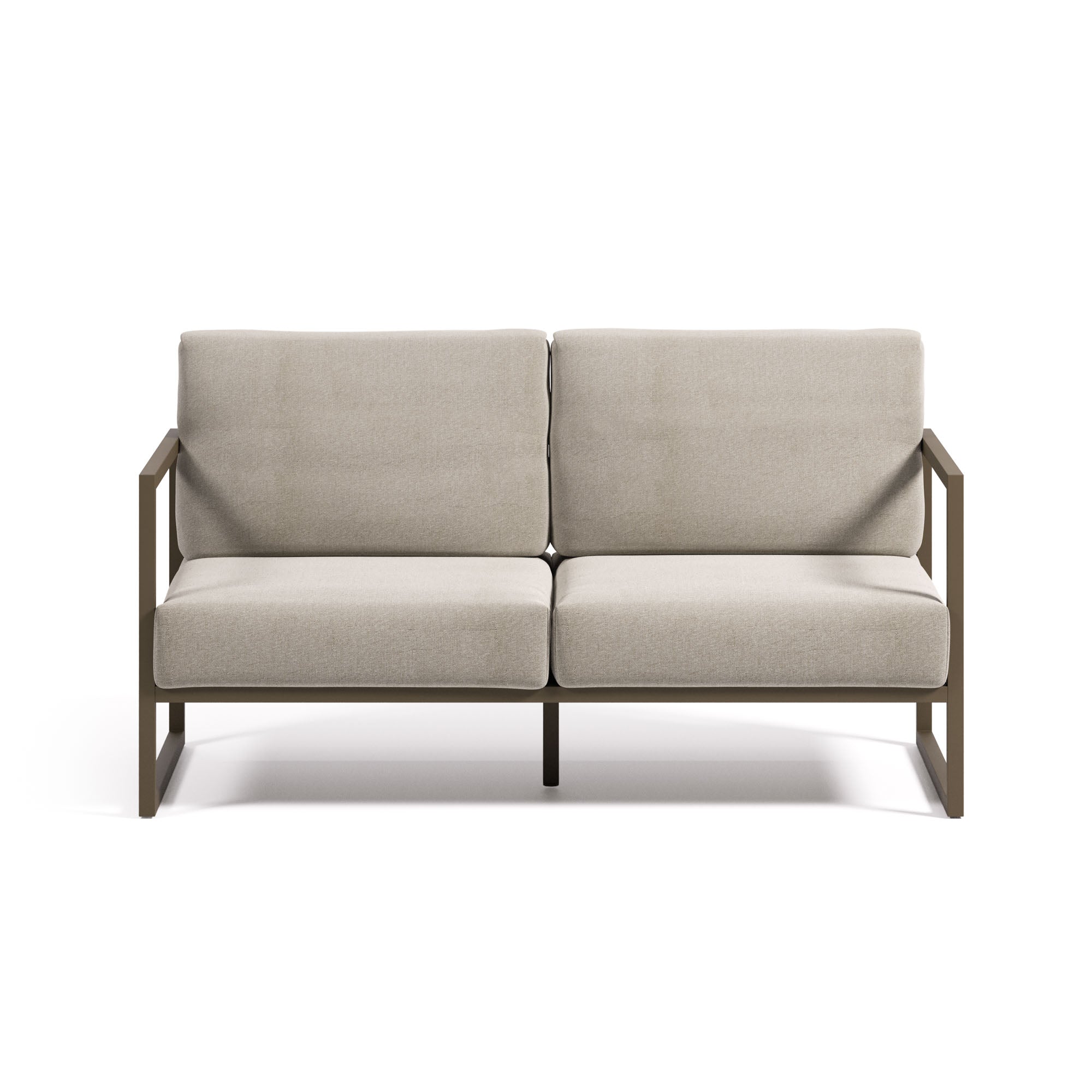 Comova 100% outdoor 2-seater sofa in light grey and green aluminium, 150 cm