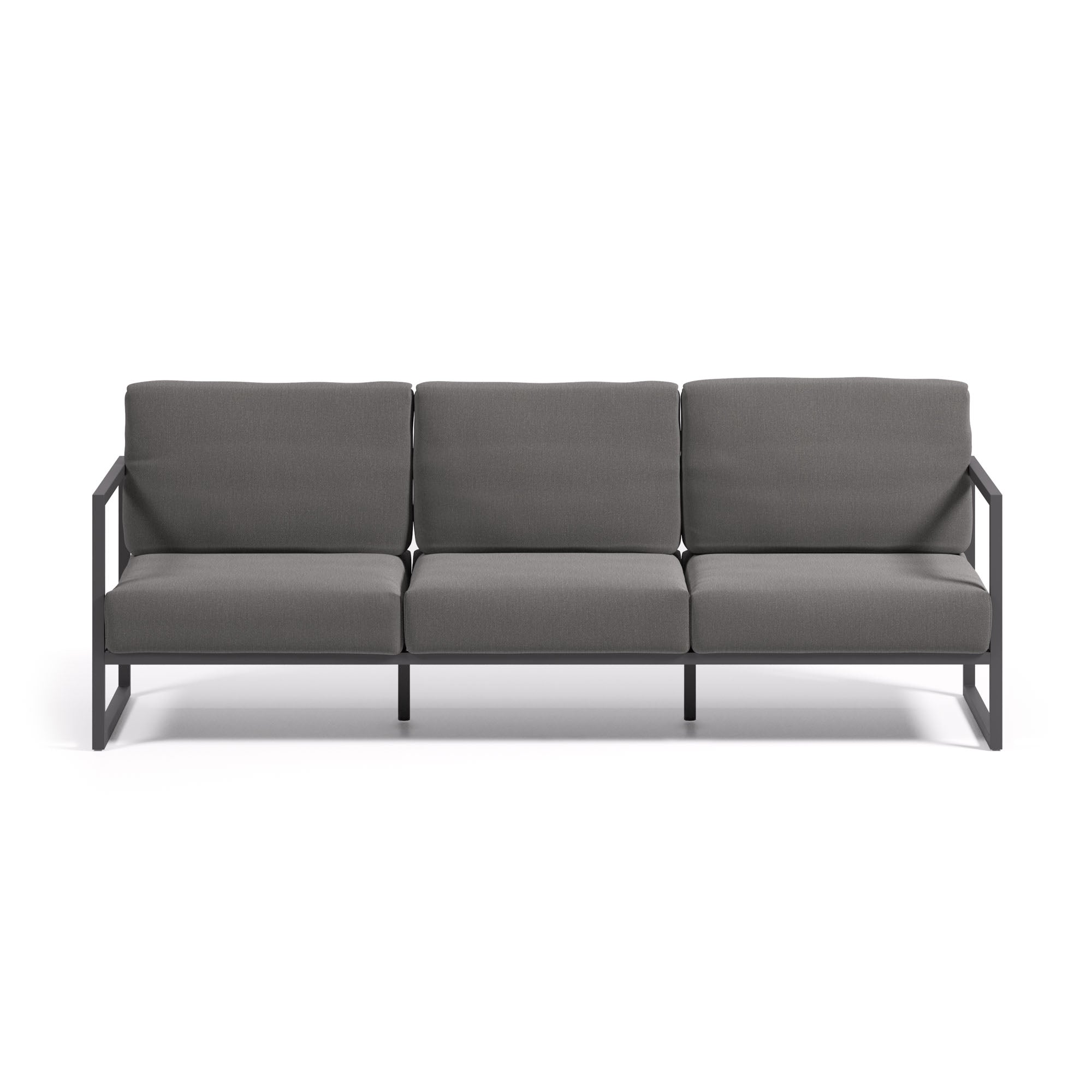 Comova 100% kültéri 3 személyes kanapé sötétszürke és fekete alumíniumból, 222 cm, 222 cm