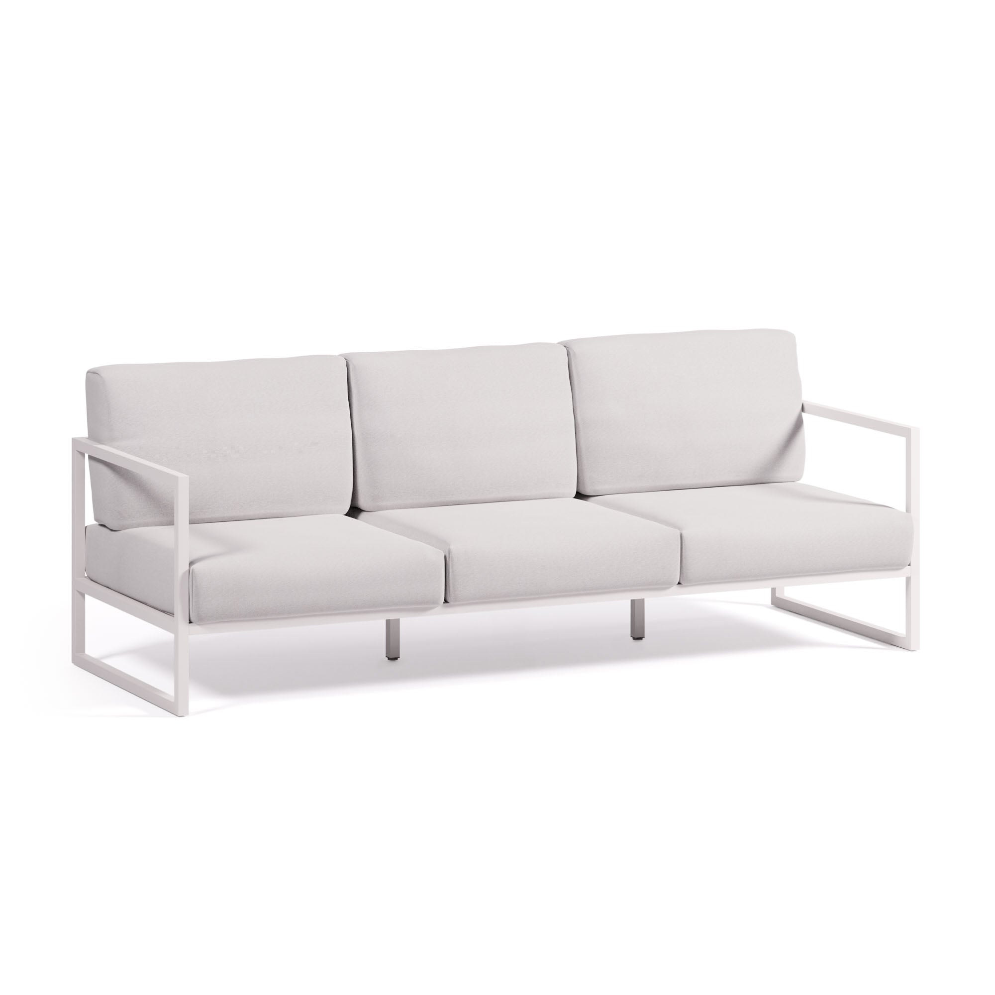 Comova 100% kültéri 3 személyes kanapé, fehér és fehér alumínium, 222 cm
