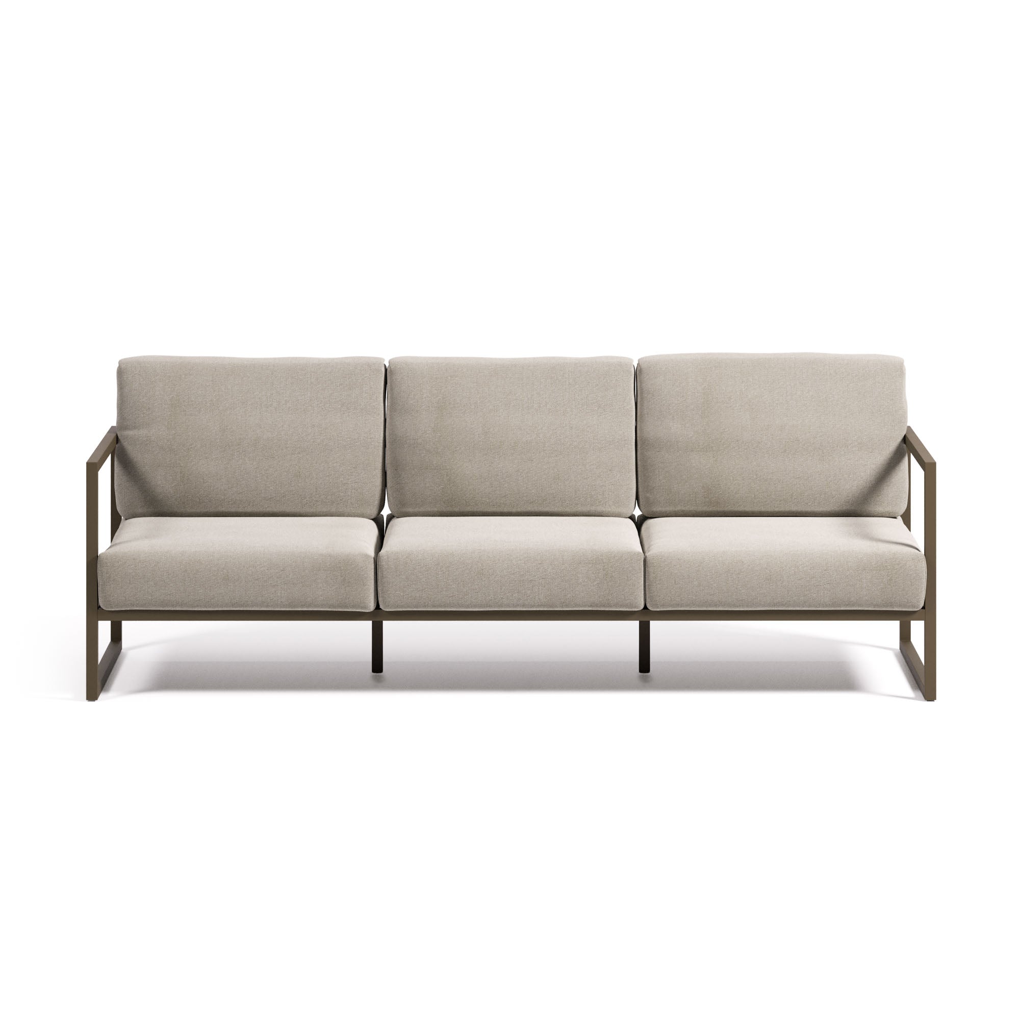 Comova 100% outdoor 3-seater sofa in light grey and green aluminium, 222 cm