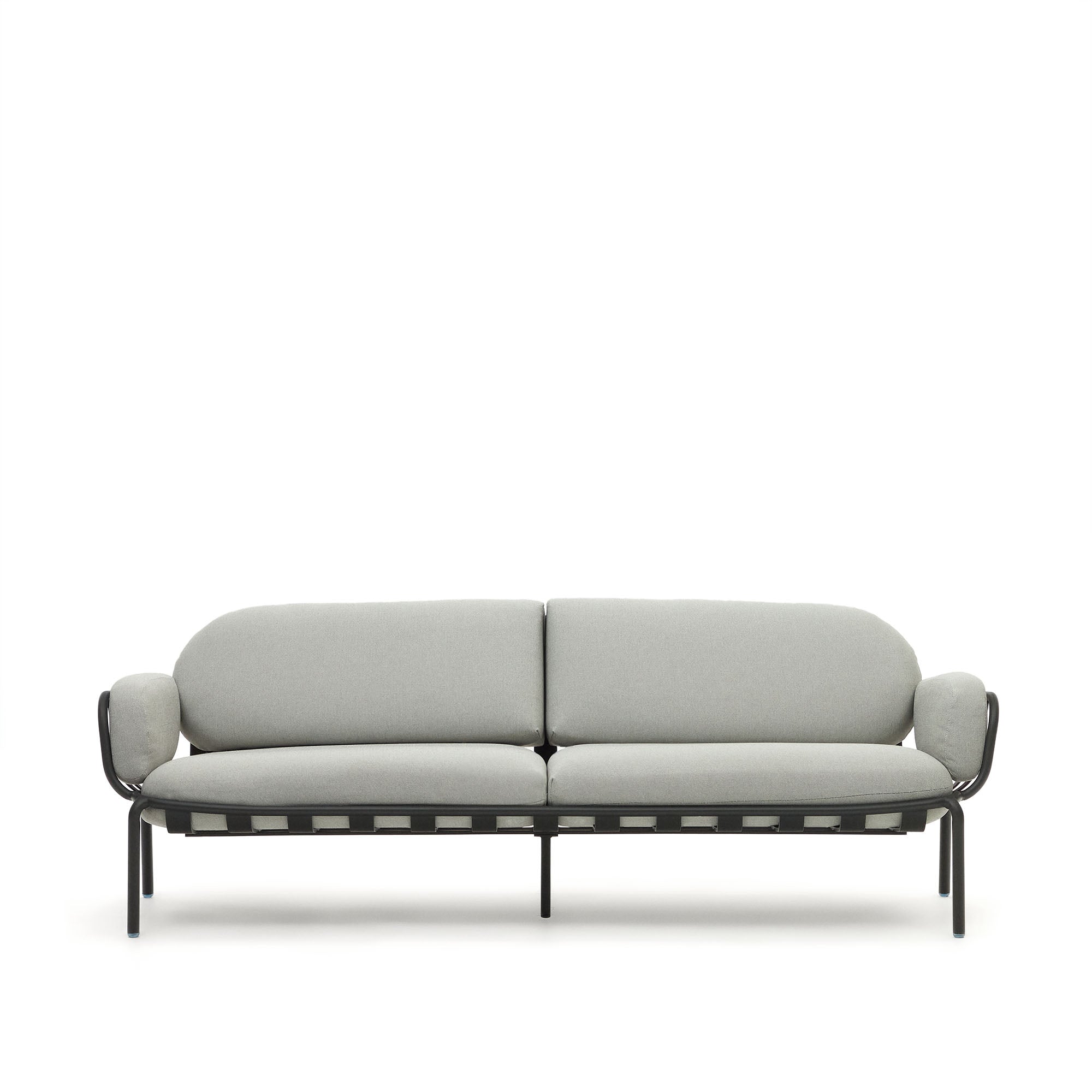Joncols kültéri alumínium 3 személyes kanapé, szürke színű, 225 cm-es, porszórt bevonattal