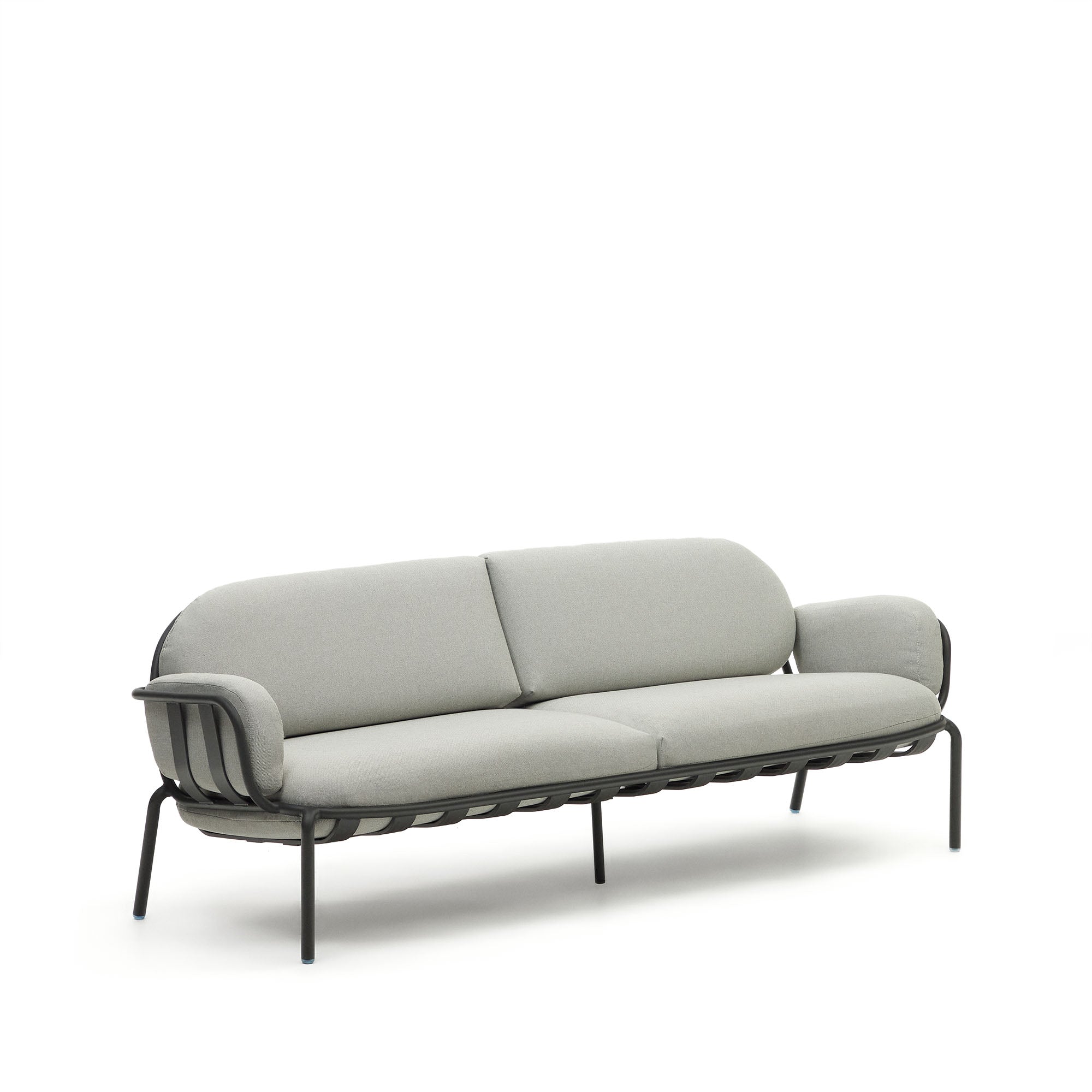 Joncols outdoor aluminium 3 seater sofa with powder coated grey finish, 225 cm