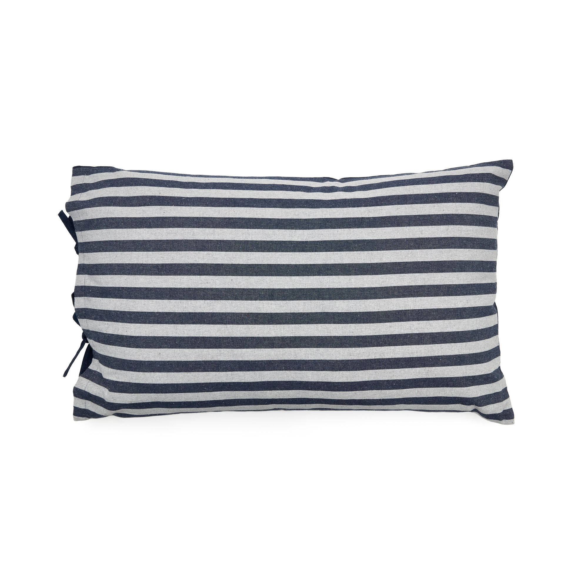 Tabby combined stripes 100% cotton cushion in blue and grey, 50 x 80 cm