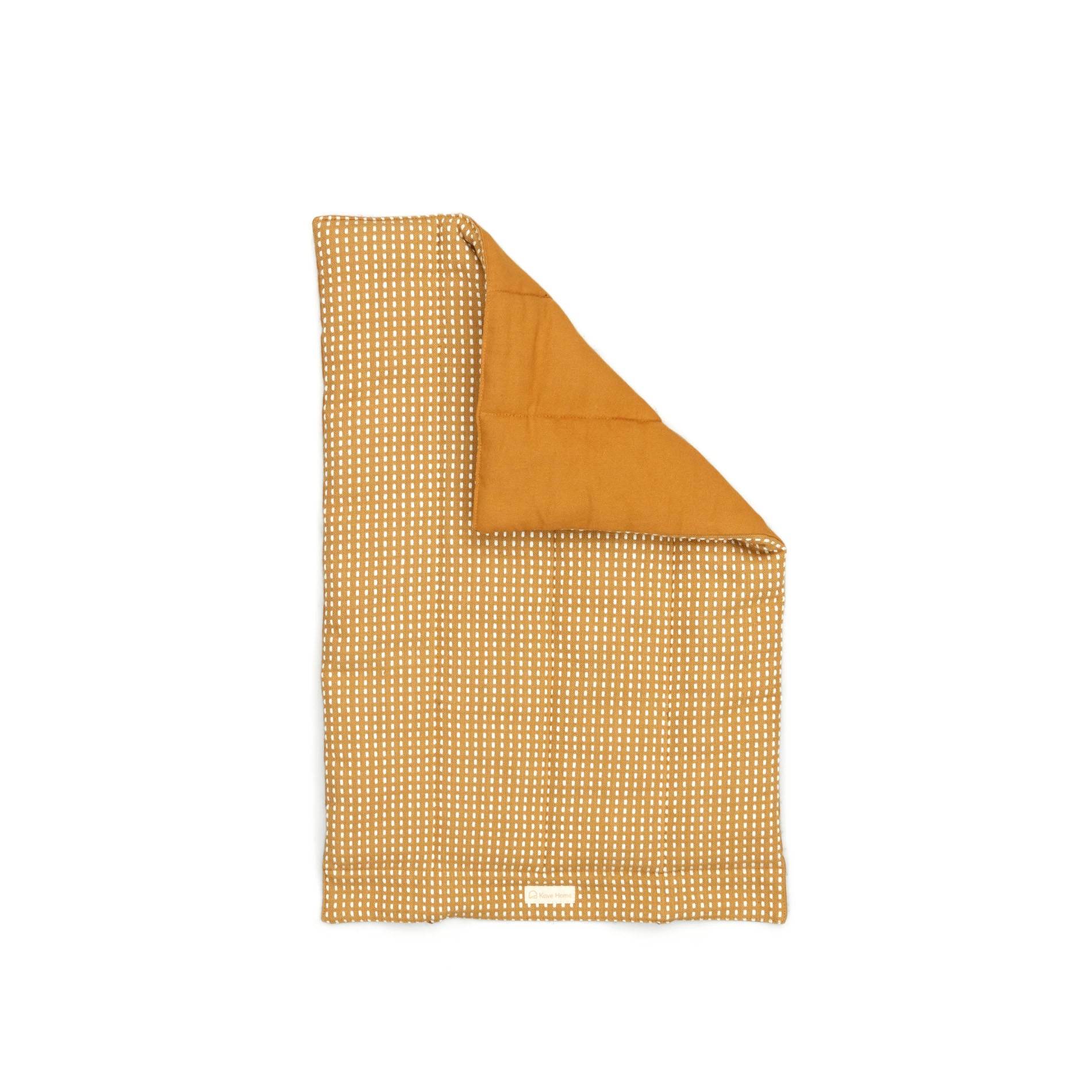 Trufa 100% cotton portable pet blanket with mustard and white backstitch, 50 x 70 cm