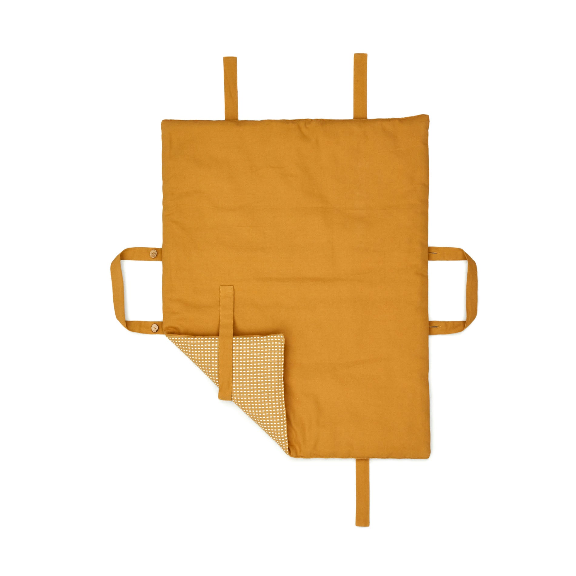 Trufa 100% cotton portable pet blanket with mustard and white backstitch, 60 x 80 cm