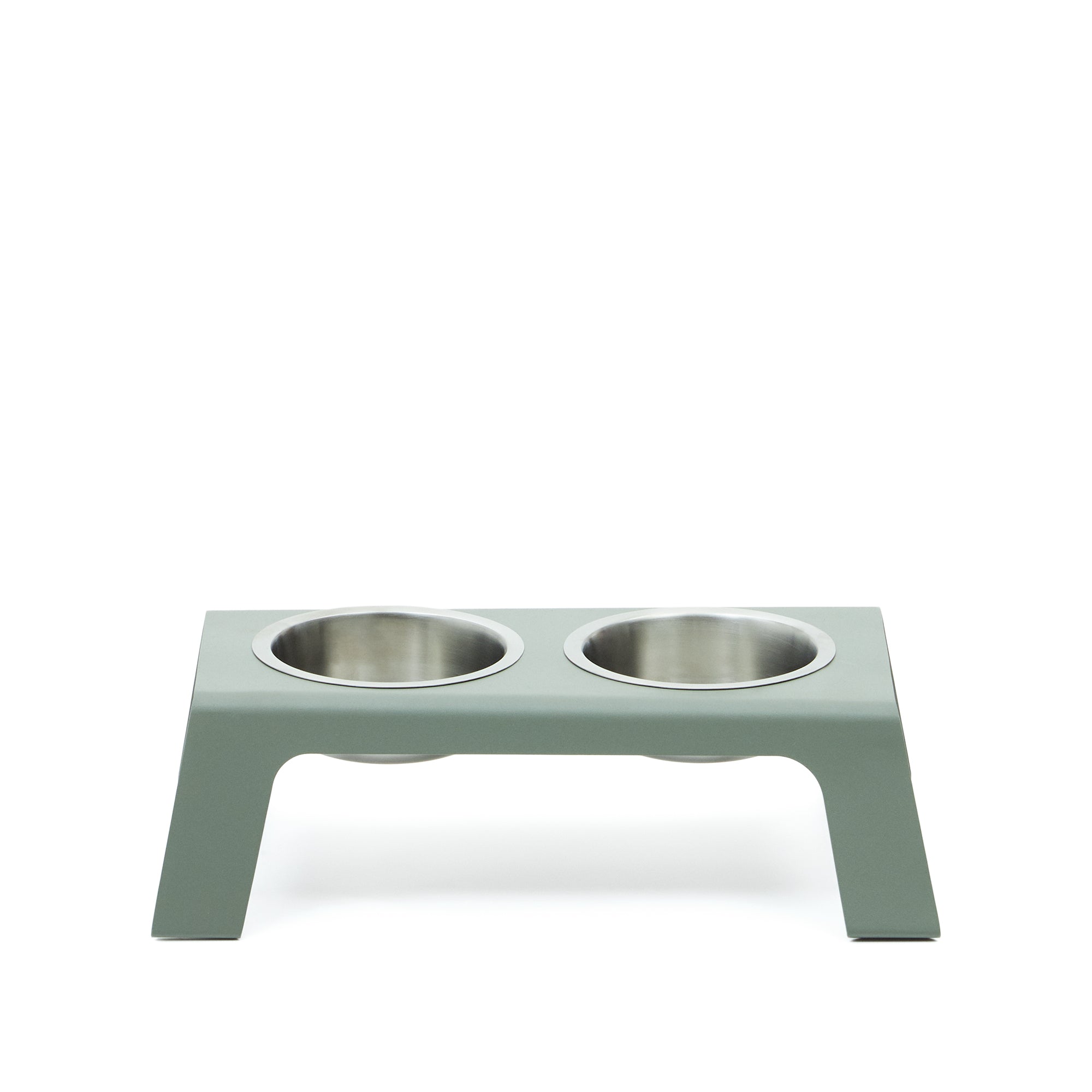 Rocky  food/water bowl for pets with support in green stainless steel, 40 x 25 cm