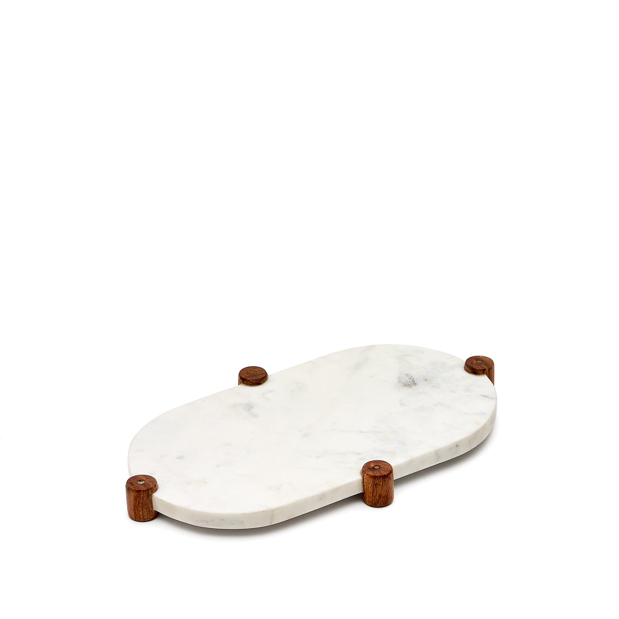 Nelma serving board in white marble and solid acacia wood