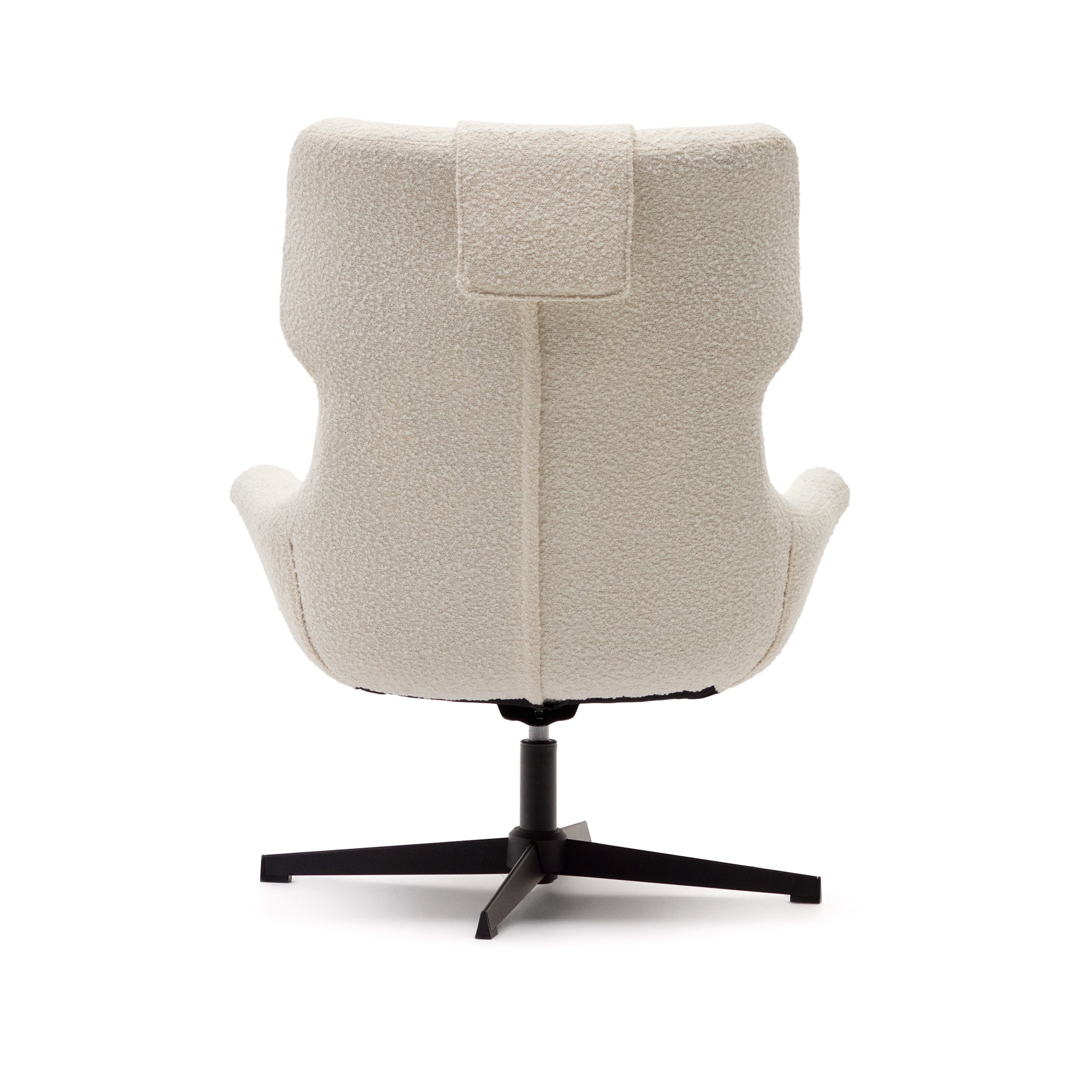 Zalina forgó fotel fehér nyírbőrből és acélból, fekete színű kivitelben