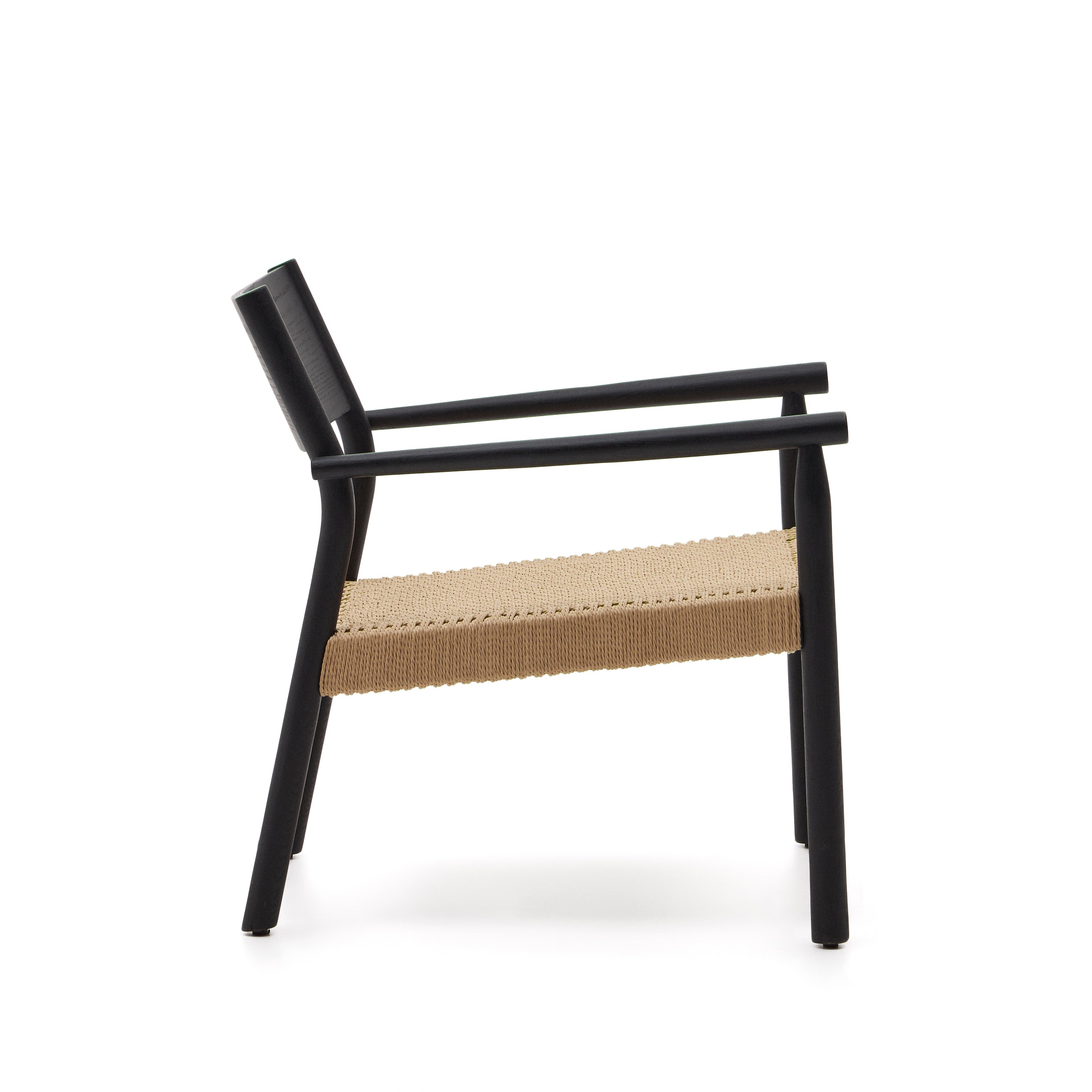 Yalia armchair in solid oak 100% FSC with a black finish and paper rope seat