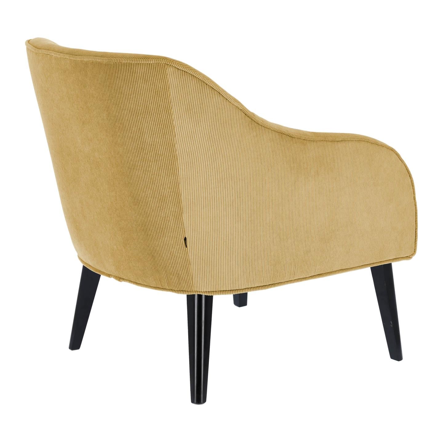 Bobly armchair in mustard corduroy with wenge finish legs