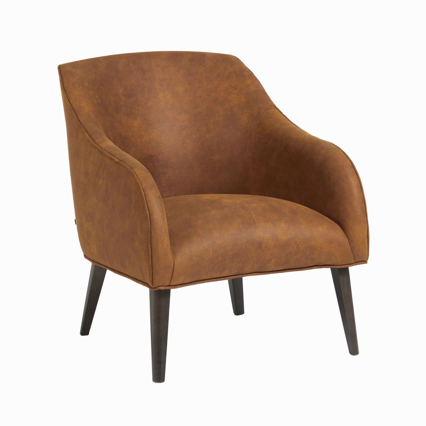 Bobly armchair in light brown fabric with wenge finish legs
