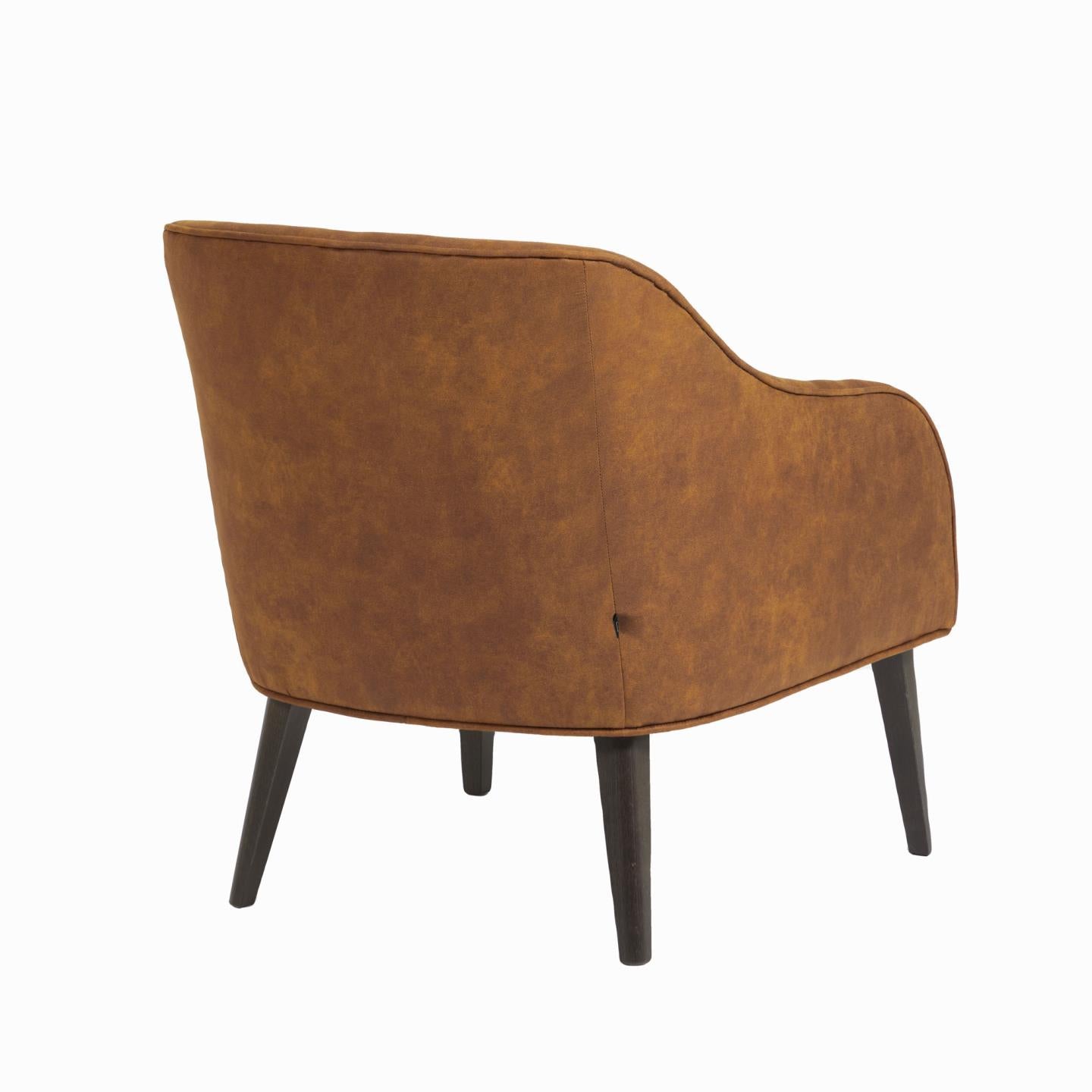 Bobly armchair in light brown fabric with wenge finish legs