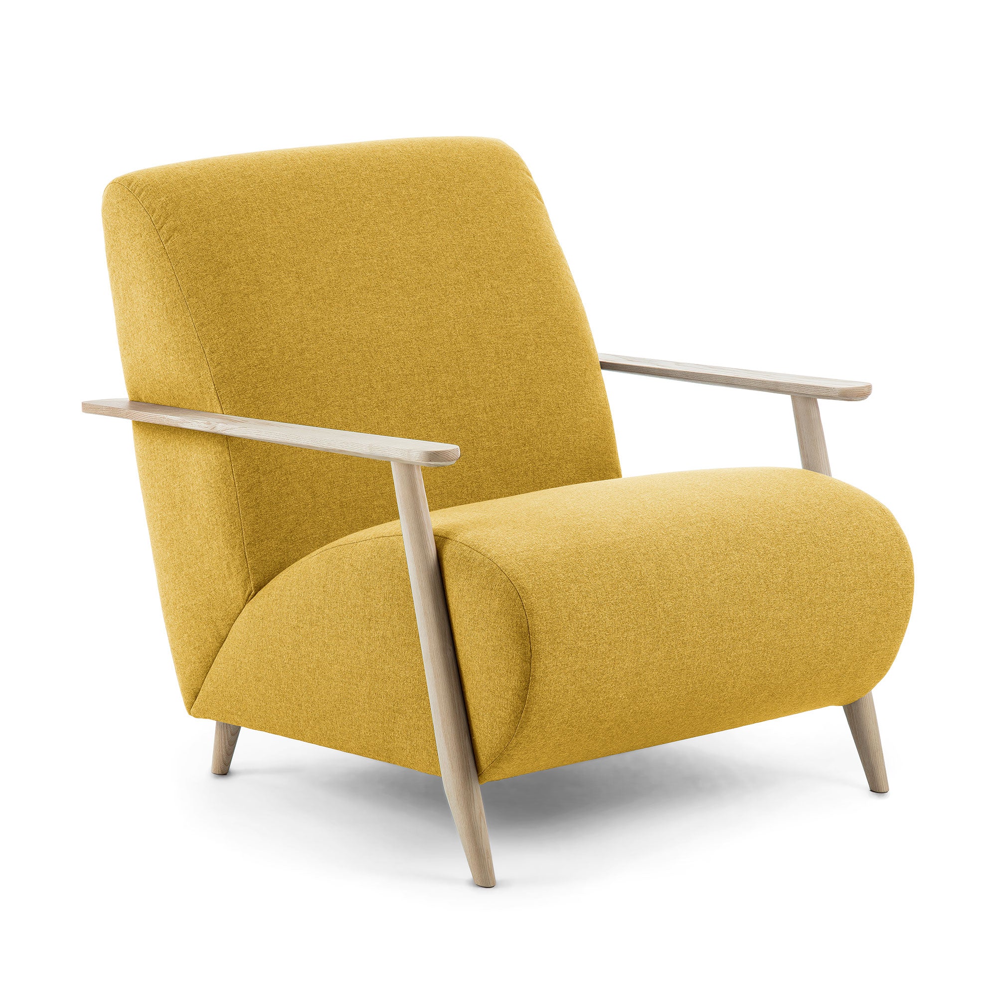 Meghan armchair in mustard with solid ash legs with natural finish